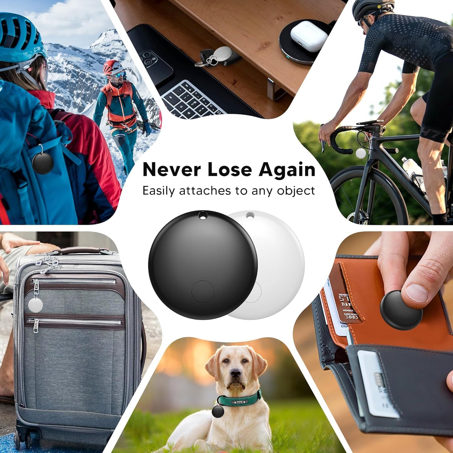 Air Tracker Tag for Android Smart Tag（Not for iOS）Tags-4 pack Android Work with Google Find Hub App Key Finder Bluetooth Tracker Item Locator for Keys, Luggage, Backpack, etc. (Black & White, 4 Pack)