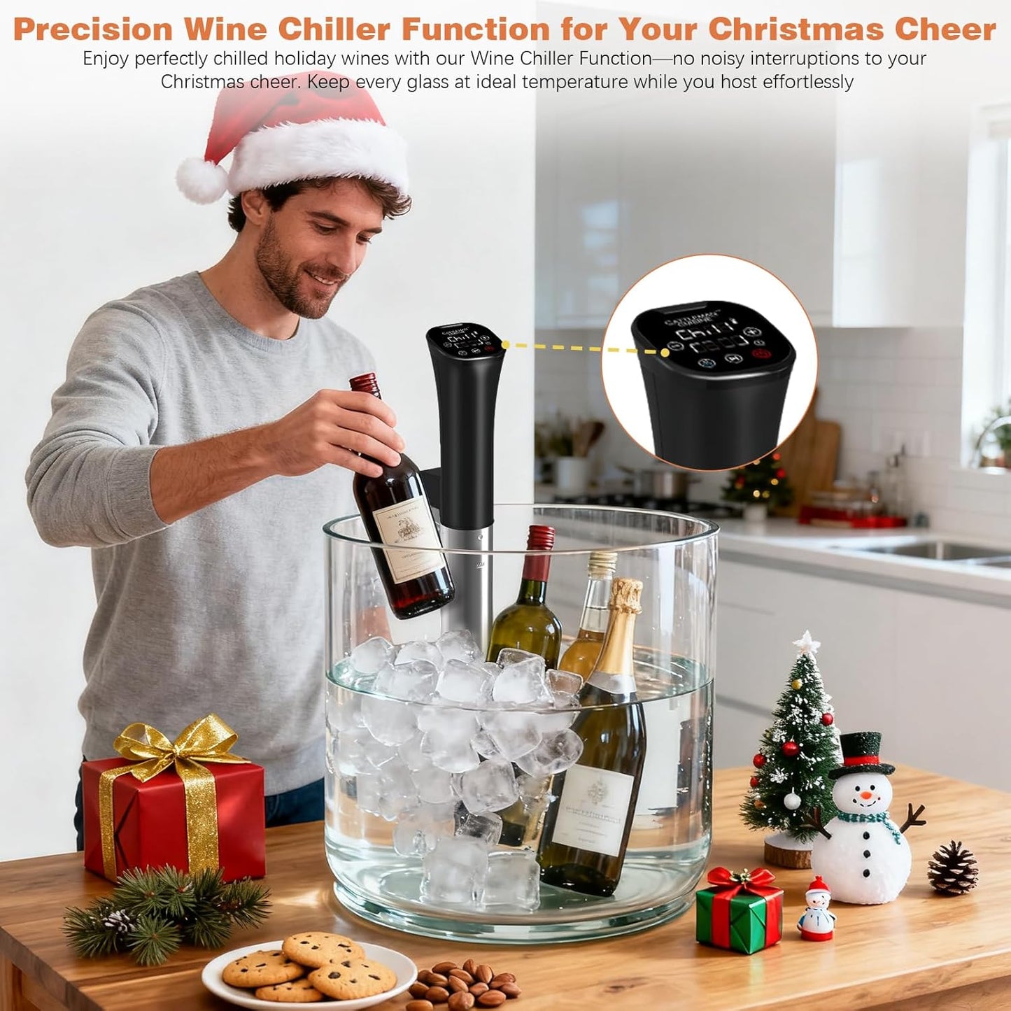 Sous Vide Cooker, Wine Chiller, 1000W, Sous Vide Machine for Kitchen, Immersion Circulator, Sous Vide Kit with Vacuum Bags, Vacuum Pump, Accurate Temperature Timer, Fast Heating