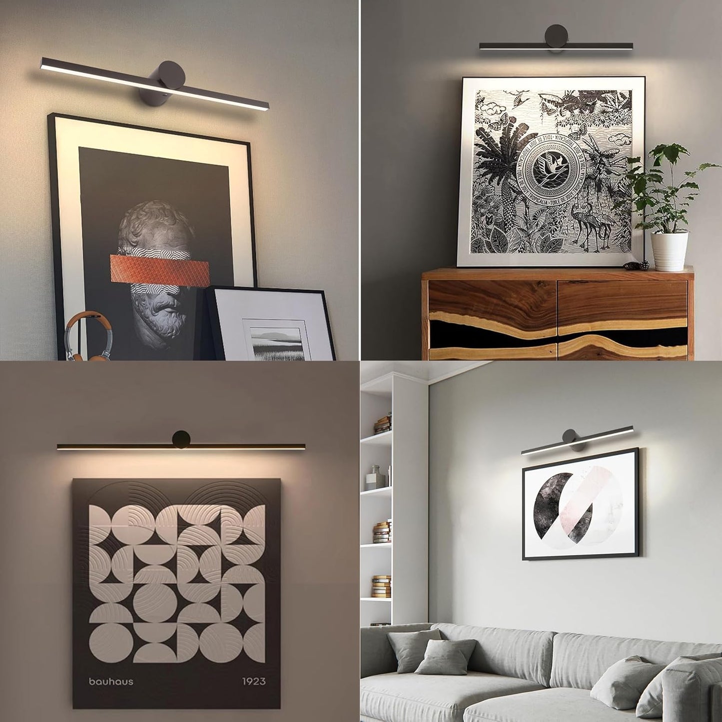 ZitoStory Battery Operated Picture Light with Remote,Wireless Dimmable Art Lights for Paintings Rechargeable Gallery Light Artwork Lighting for Canvas, Portrait (Black,11.41'' Inch)