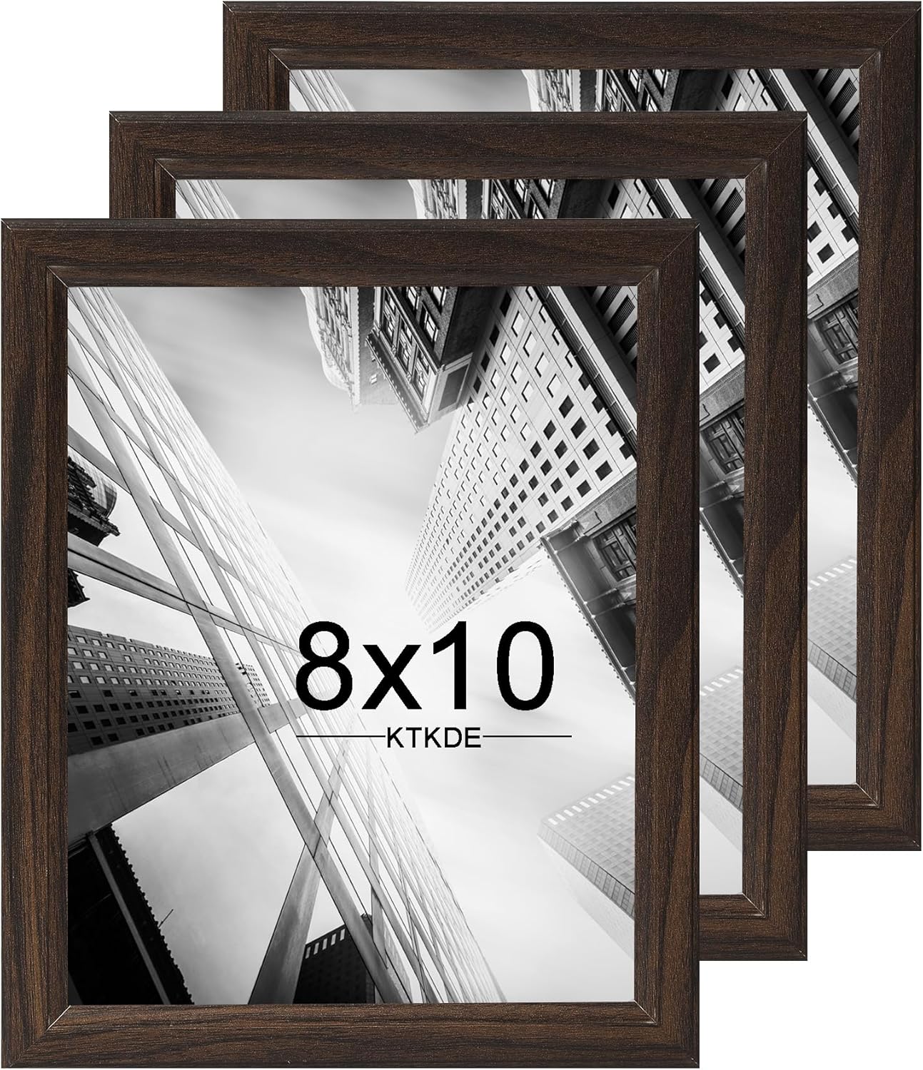 KTKDE 8x10 Picture Frame Set of 3,Walnut Wooden frames, Vertical & Horizontal Wall Hanging for Wall or Tapletop Display,Studio Gallery Photo Frame for Photos, Posters & Art Prints