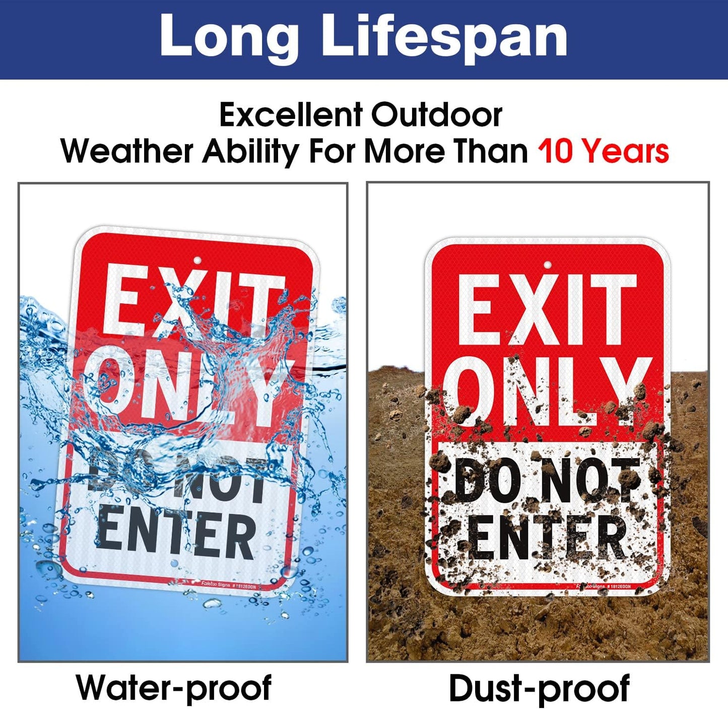 Faittoo Exit Only Do Not Enter Sign, 18 x 12 Inches Engineer Grade Reflective Aluminum Sign, UV Protected, Weather/Fade Resistant, Easy to Install and Read, Indoor/Outdoors Use