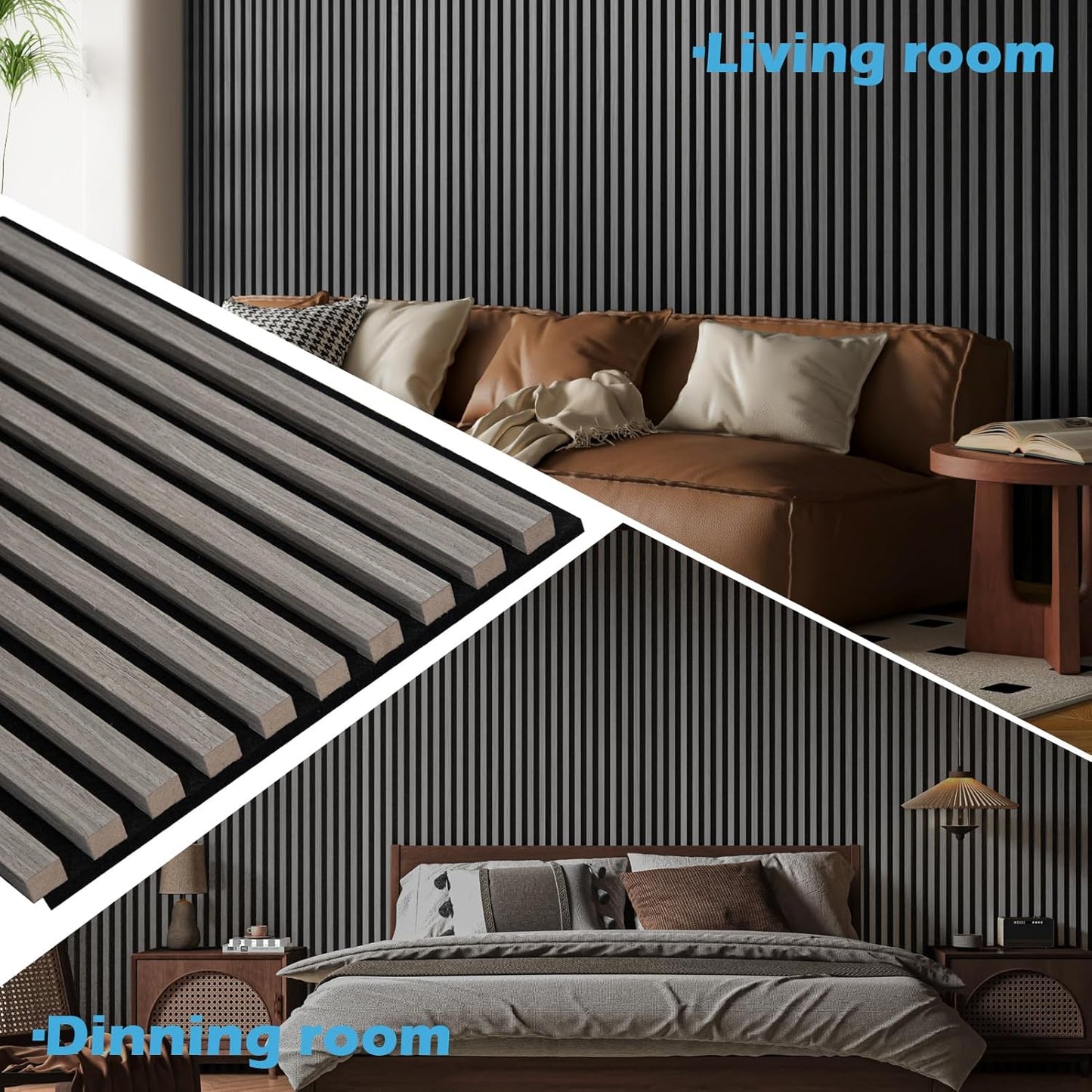 Art3d 2-Pack 48" x 24" Acoustic Wood Panels for Wall, Soundproof Wood Slat Panel for Wall and Ceiling, 3D Fluted Sound Absorbing Paneling for Interior Wall Decor, Living Room, Bedroom - Smoky Oak