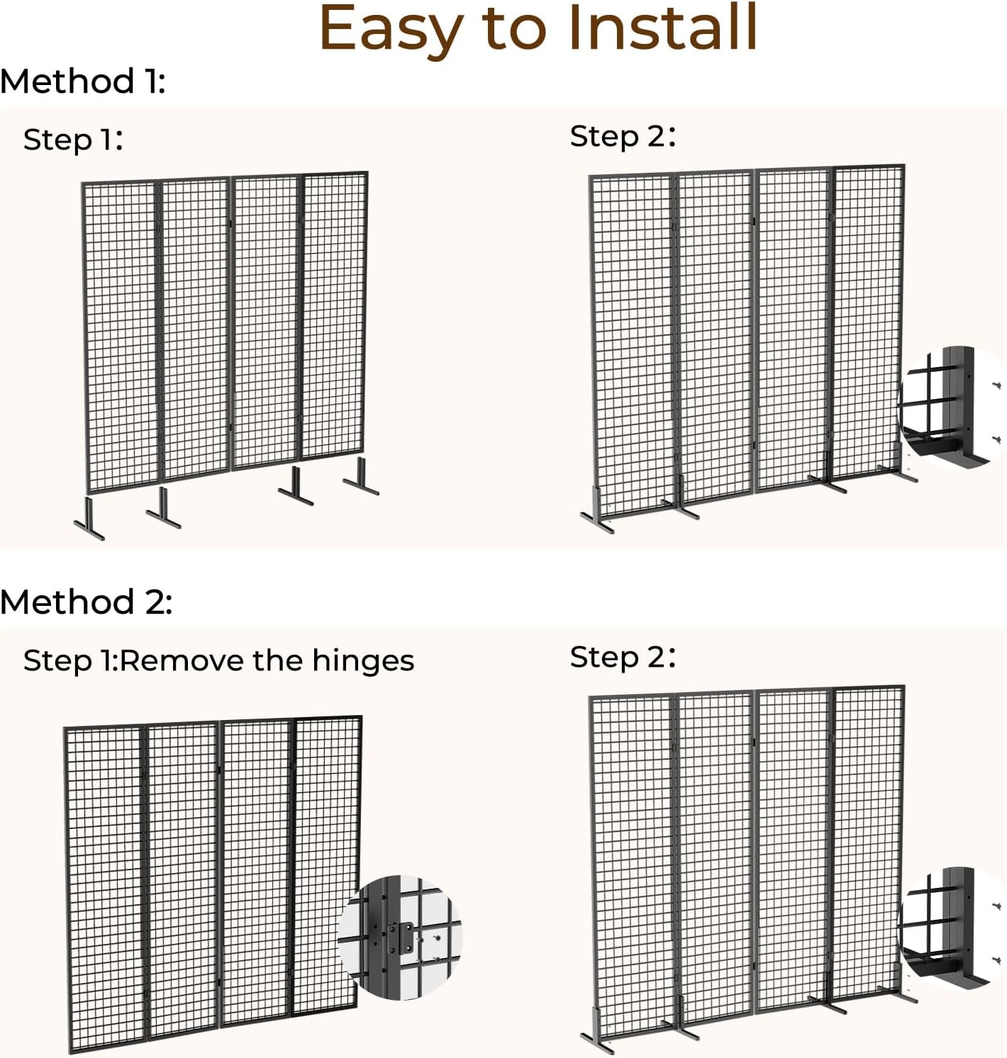 Grid Wall Panels Foldable Gridwall Panel Display Stand Art Show Display Panels for Vendor Events Craft Shows Merch Display