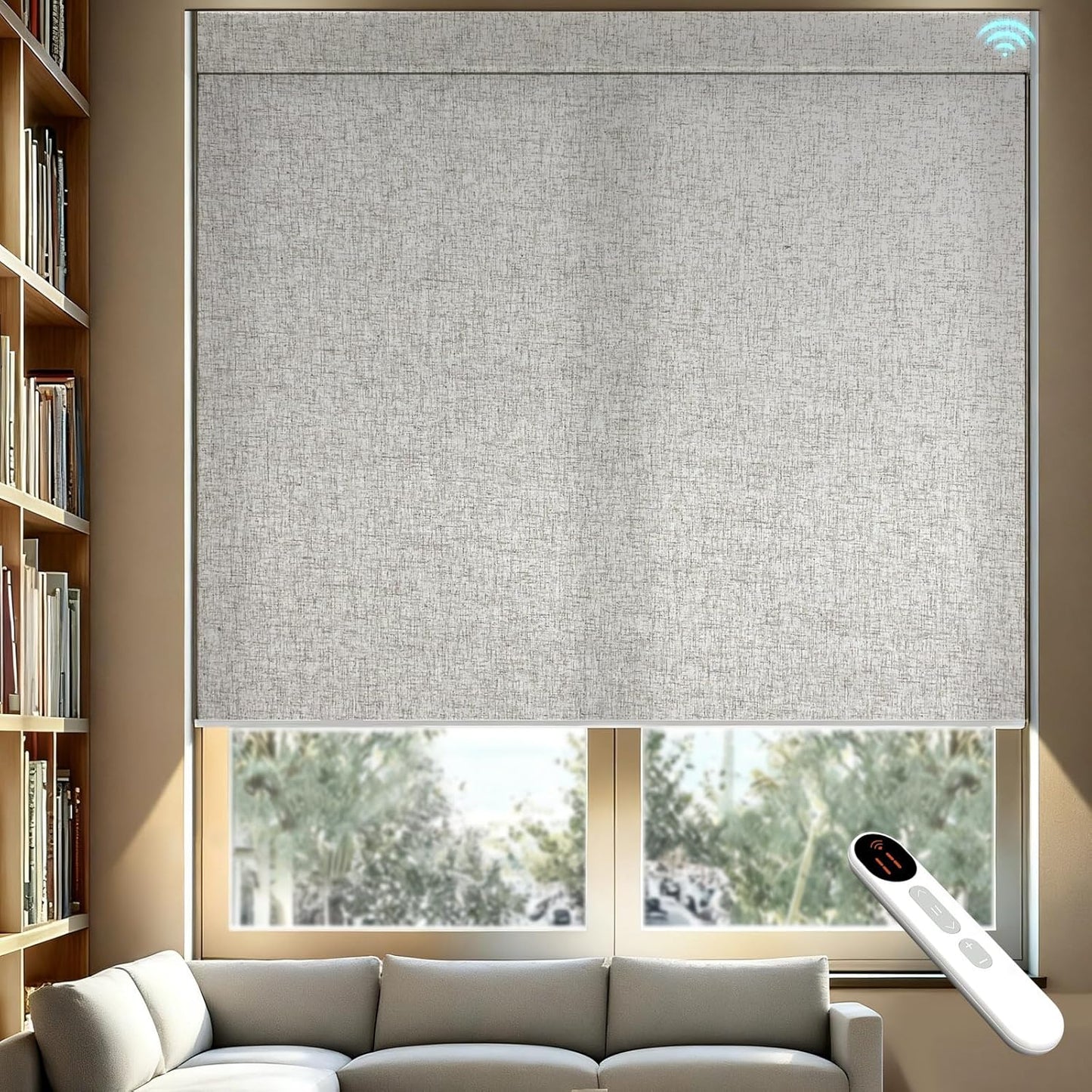 Smart Motorized Blinds – 70% Blackout Roller Shades with Remote, Alexa/Google Home/Siri Control, Matter Compatible, Wireless Rechargeable Battery, Custom Sizes for Windows & Sliding Doors