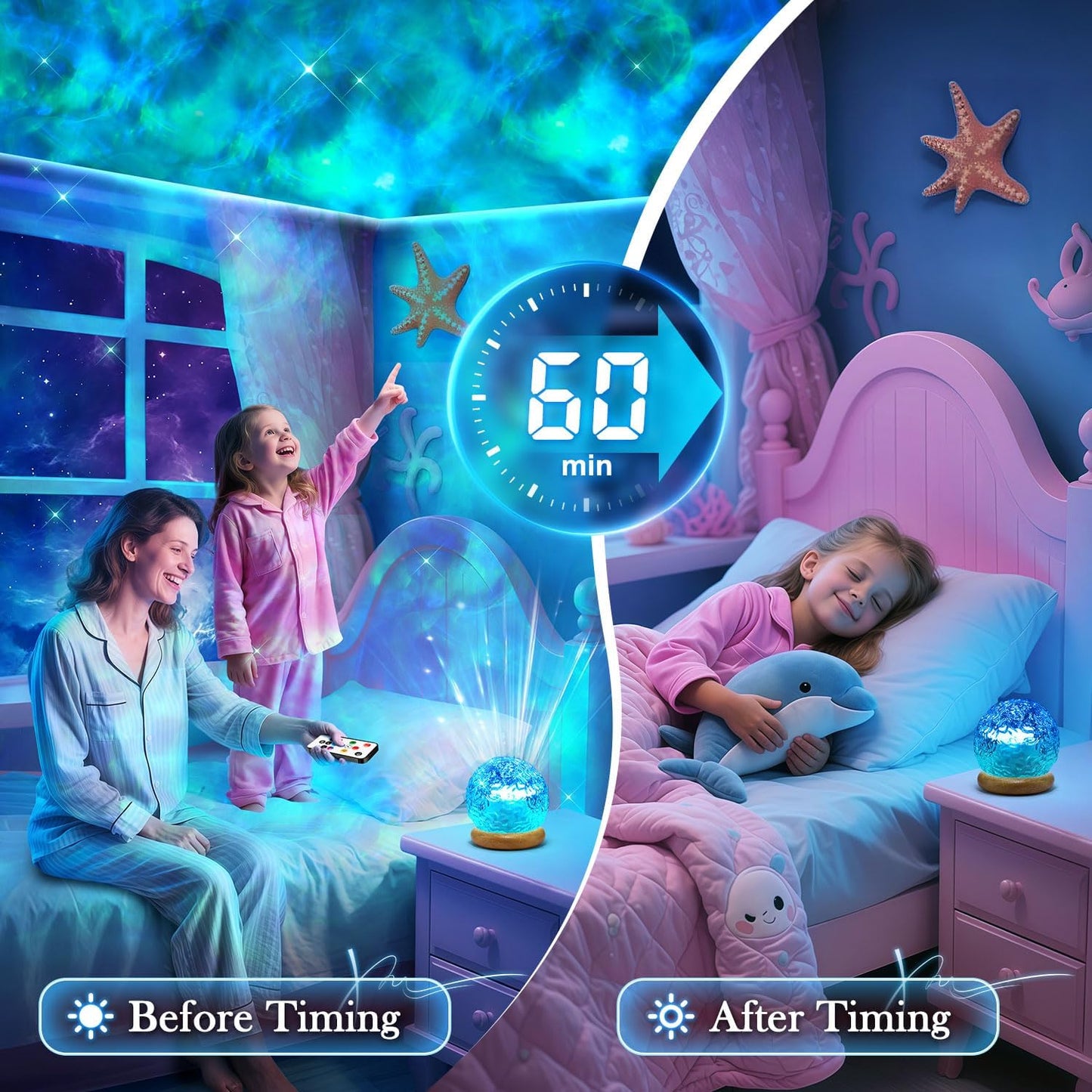 Christmas Gifts for Teens Girls Ocean Lamps for Bedroom,18-Color Teen Girl Gifts Trendy Stuff Mood Lighting,Dimmable Night Light Projector Lights for Bedroom,Remote Aesthetic Room Decor for Teen Girls