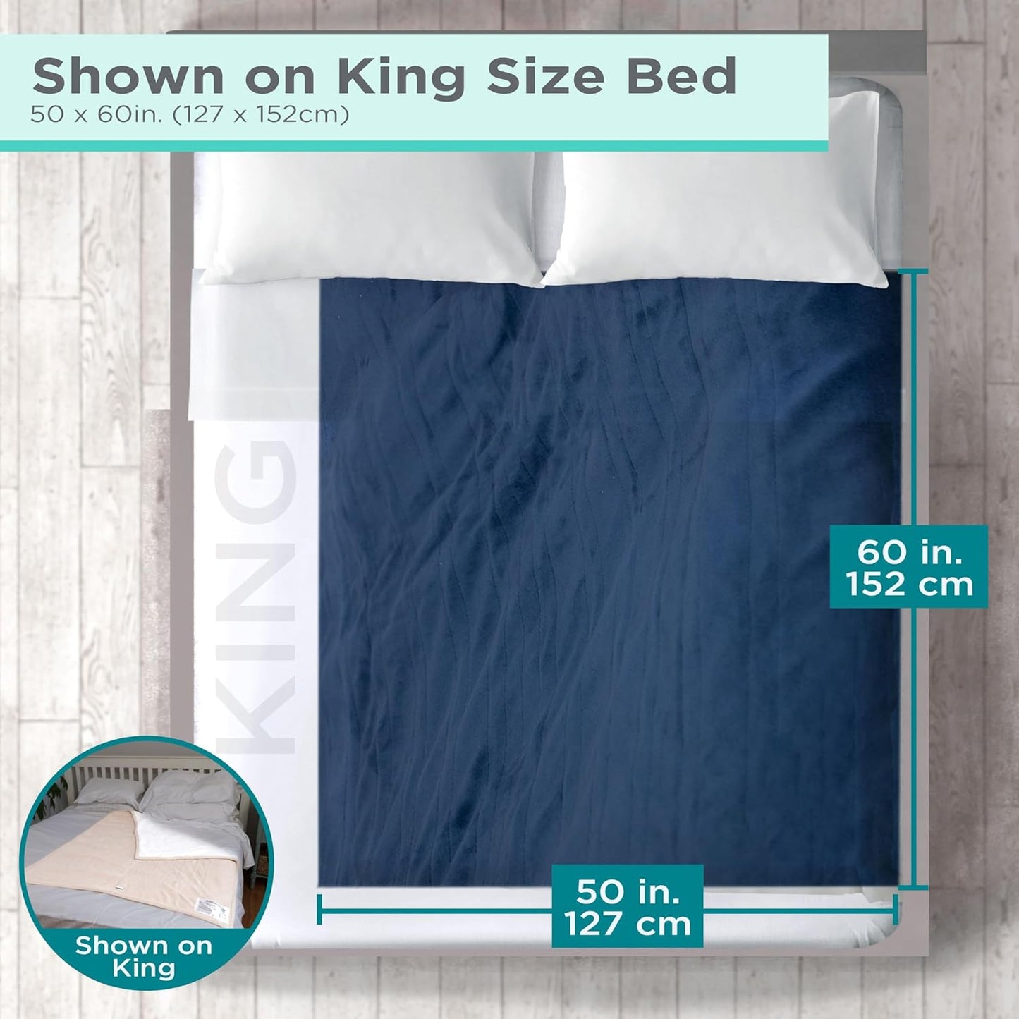 BLACK+DECKER Heated Blanket Electric Throw, Faux Shearling Electric Blanket, Heating Blanket with 4 Heating Levels, 3H Timer, Auto Shutoff, Fast Heating (50x60 inches, Navy)