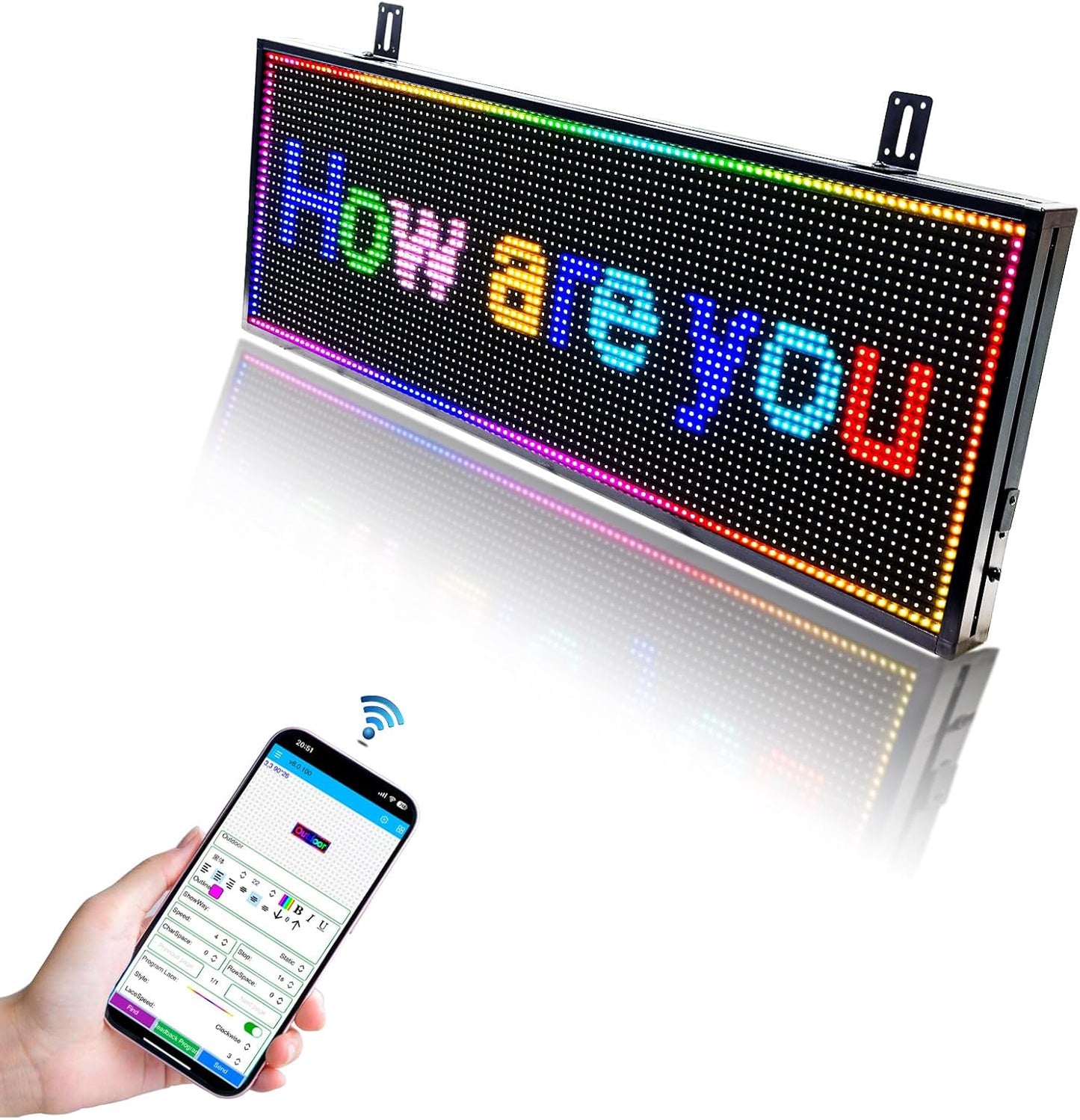 Programmable Scrolling LED Sign Outdoor Signs for Businesses Pantalla LED Para Publicidad Waterproof Digital Display Board - Custom Electronic Message Panel for Wall (Letrero) 39"X14"