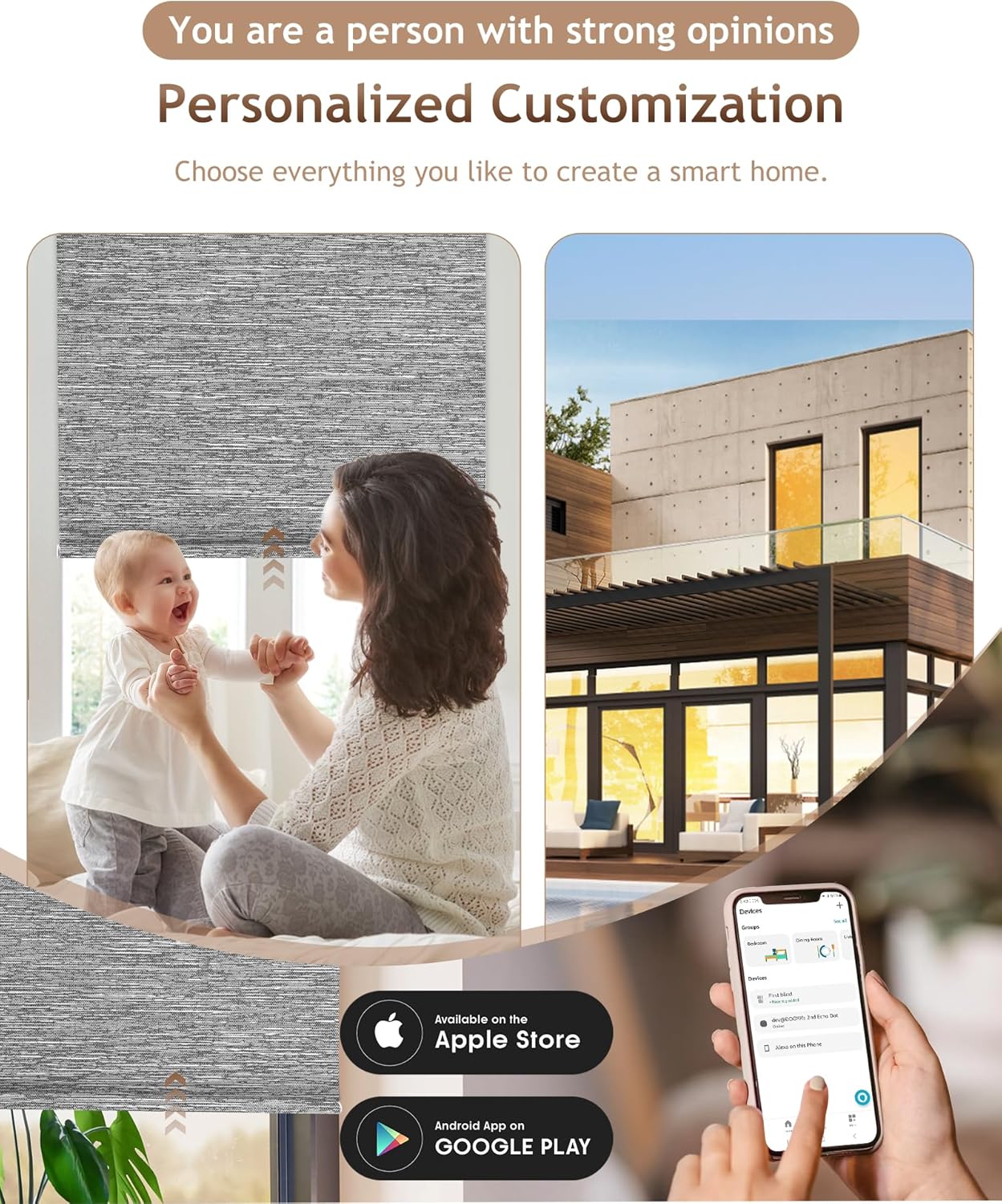 Kincmo Motorized Blinds with Remote,100% Blackout Motorized Roller Shades Work with Apple Homekit,Alexa,Google, Custom Electric Blinds with App,Voice Control (Dreamy Dark Grey)