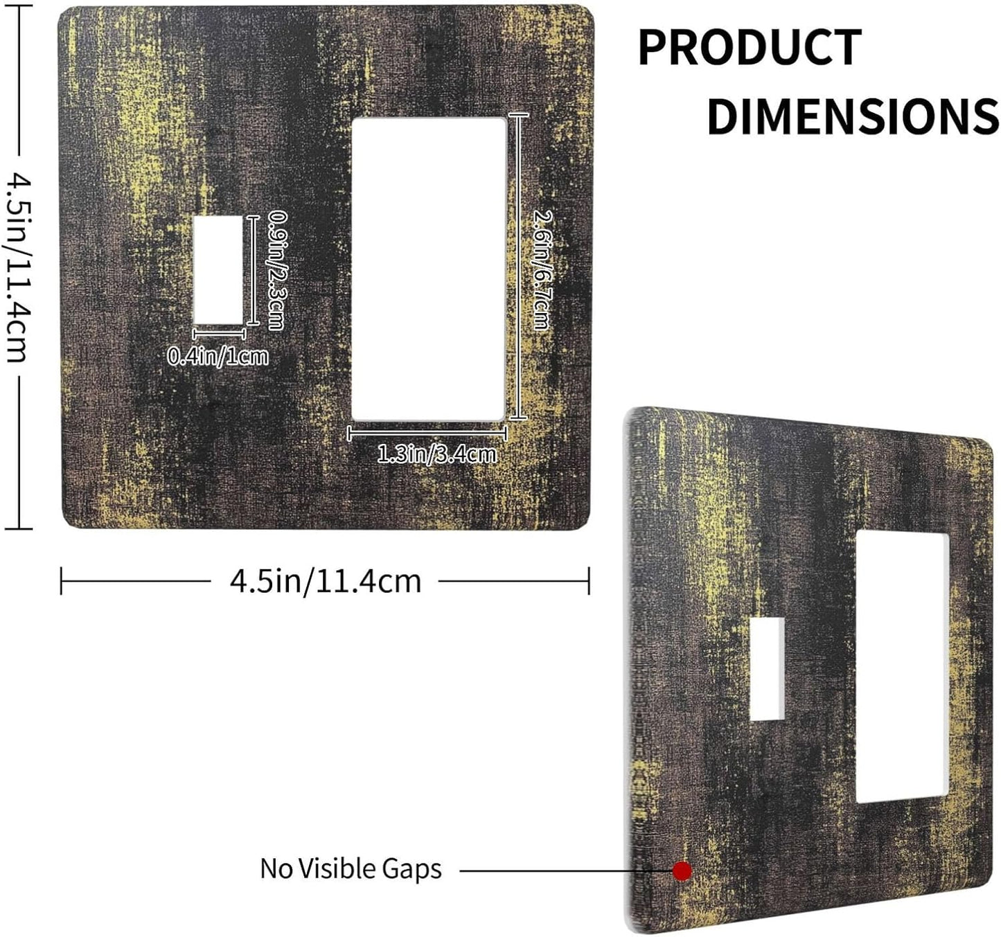 Outlet Covers Vintage Industrial Rusty Metallic 1 Toggle 1 Rocker Combination Decorative Wall Plate Electrical Switch Plates Light Switch Cover Plate For Farmhouse Cabin Decor
