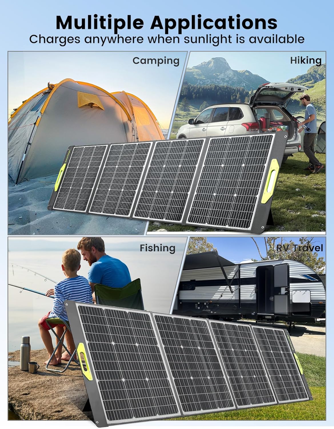 120W Portable Solar Panel, Greenmagic Foldable 120W Solar Panel 19V for Outdoor Camping RV Home, IP67 Waterproof with an Adjustable Kickstand Case, High 23% Efficiency