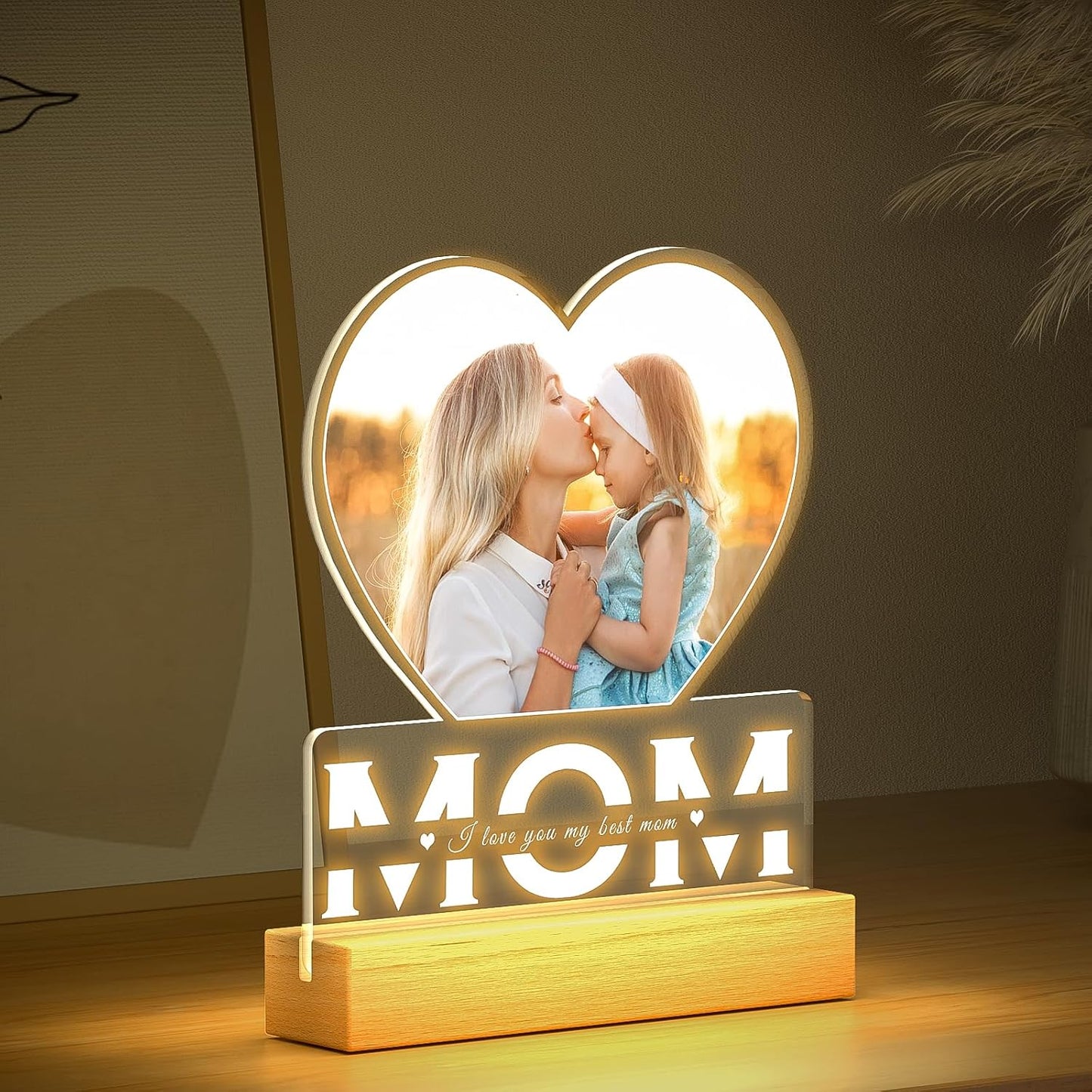 Personalized Gifts for Mom from Daughter and Son, Custom Picture Frames with Photo, Custom Photo Frame with Night Light, Customized Picture Frame, Personalized Birthday Gifts for Mom