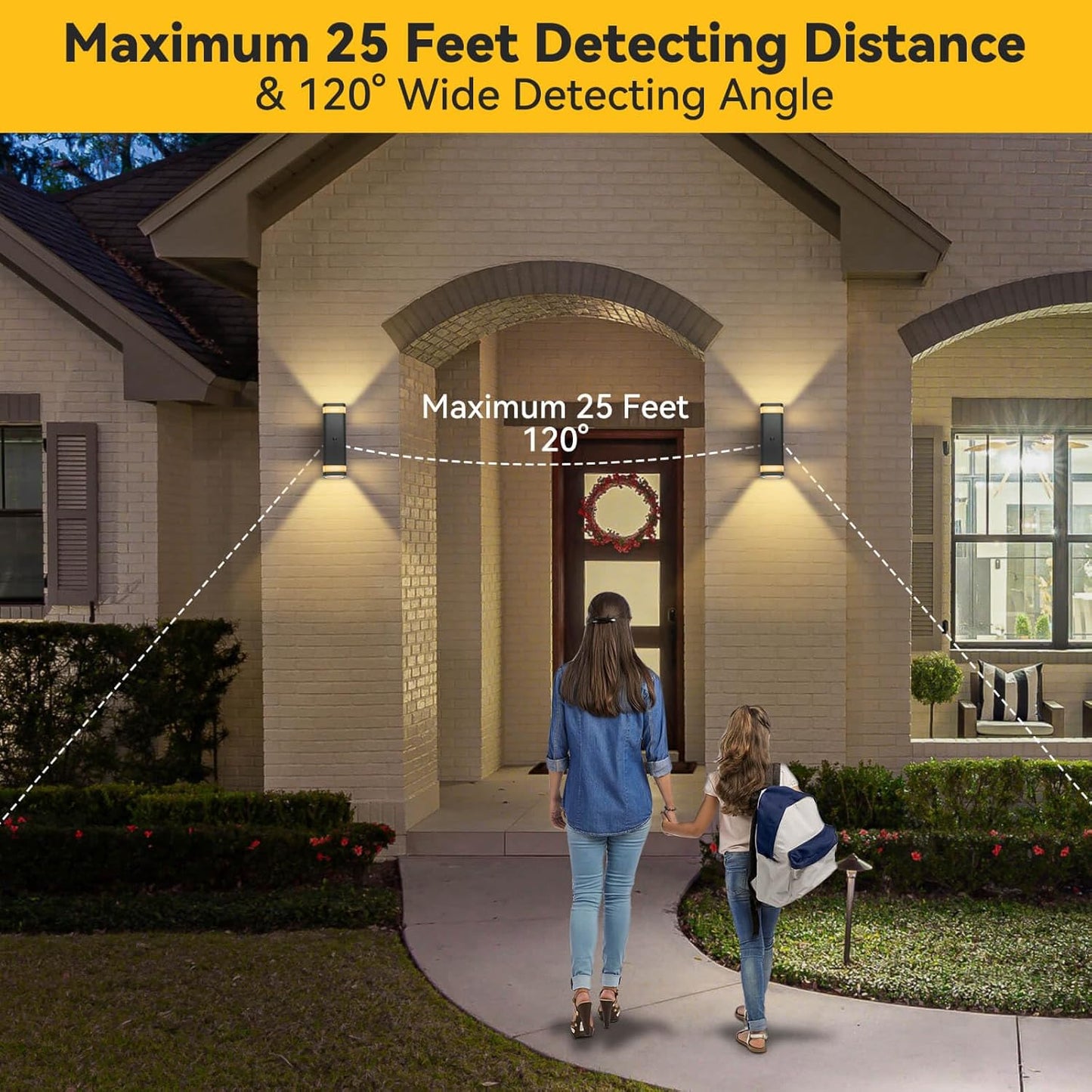 SHIMR Motion Sensor Outdoor Wall Lights 2 Pack, Modern Dusk to Dawn Up Down Sconce with 3 Modes, WaterprExterior Lighting Fixtures for Porch Garage Patio, 3000K LED Bulb Included, Black Finish