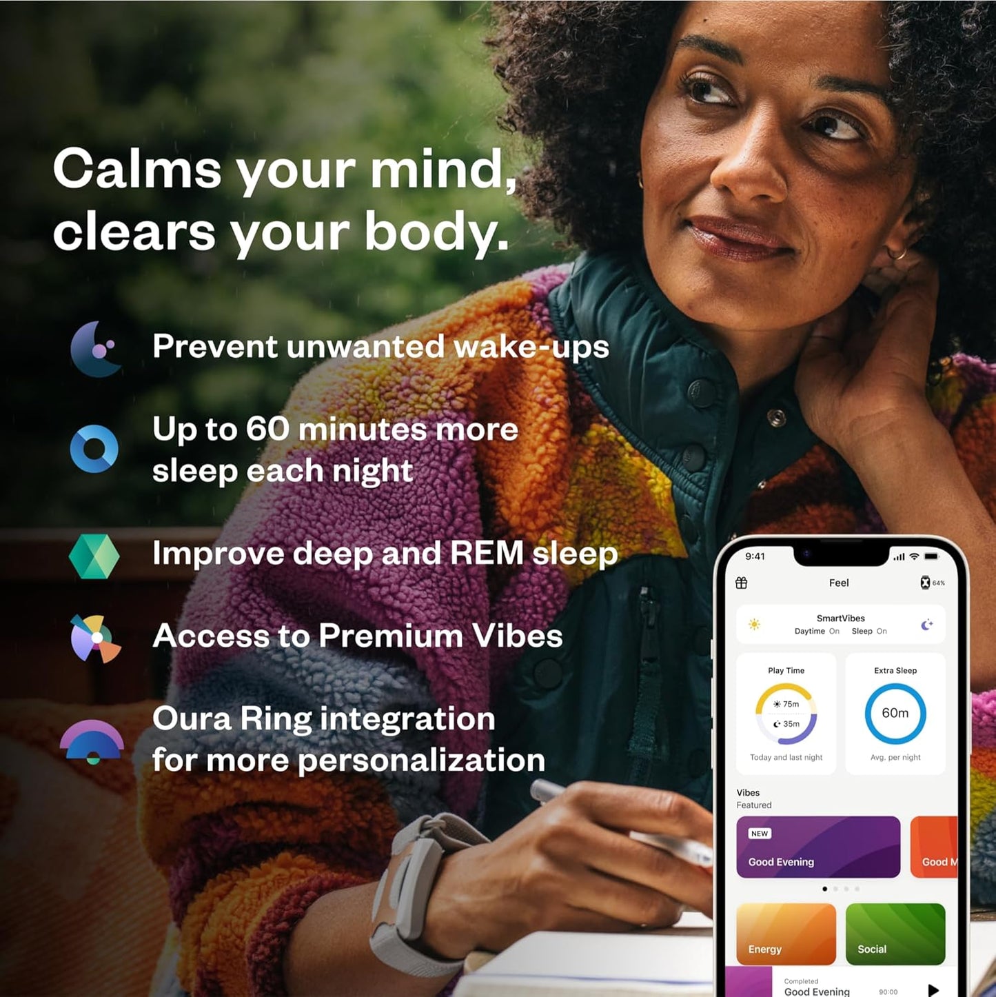 Apollo Neuro Wearable & 12-Month SmartVibes AI Membership – Sleep Aid & Stress Relief Device | Fall Asleep Faster, Sleep Longer & Deeper | Boost Focus, Relaxation & Calm (Rose)