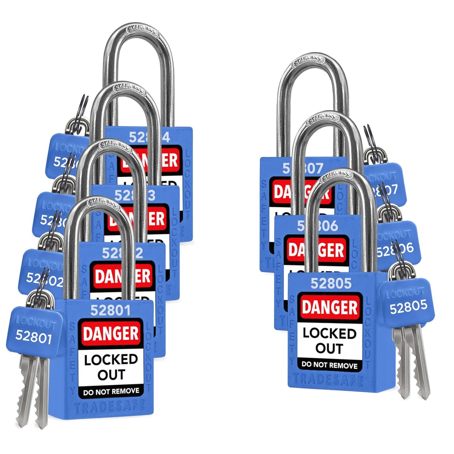 TRADESAFE Lockout Tagout Locks Set - 7 Blue Loto Locks, Lockout Locks Keyed Different, 2 Keys Per Lock, OSHA Compliant Lock Out Tag Out Padlocks, Safety Padlocks for Electrical Lockout Tag Out Kits