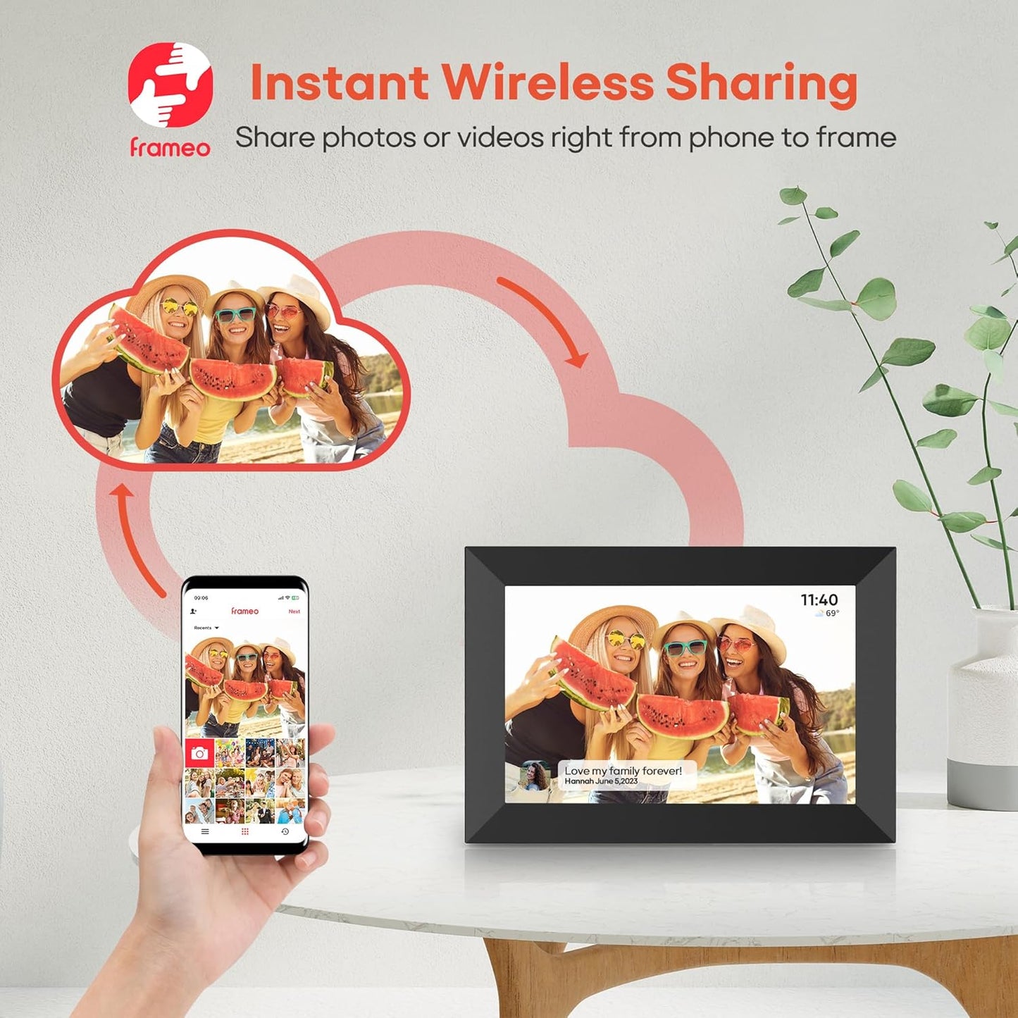 BIGASUO Digital Picture Frame, 10.1" Frameo Digital Frame WiFi with 32GB Memory, 1280x800 IPS Touch Screen, Send Photos/Videos from Your Phone Anywhere, Photo Gifts for Parents and Grandparents 4 Pack