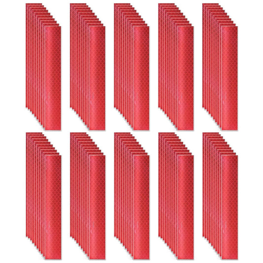 Non Fading Red Reflective Stickers 1 inch X 6 inch, Outdoor Waterproof High Visibility Warning Safety Adhesive Reflector Tape (100 Pcs)