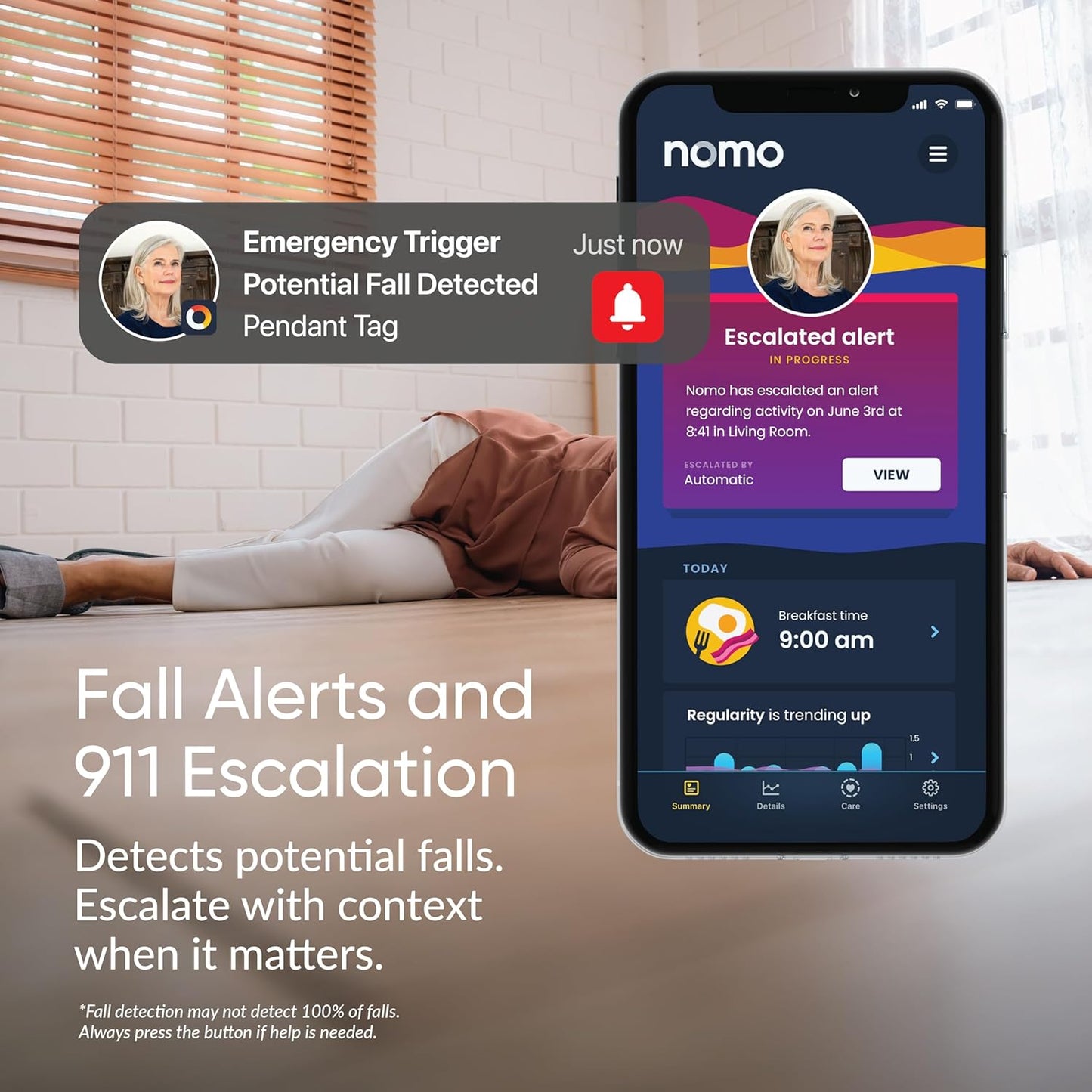 Medical Alert System, Fall Detection for Seniors, WiFi in Home Monitoring Safety System, Emergency Call Button, Custom Fall Alert, Virtual Caregiver, 30-Day Trial Monthly Subscription