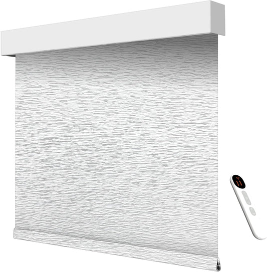 Smart Motorized Blinds – 100% Blackout Roller Shades with Remote, Alexa/Google Home/Siri Control, Matter Compatible, Wireless Rechargeable Battery, Custom Sizes for Windows & Sliding Doors