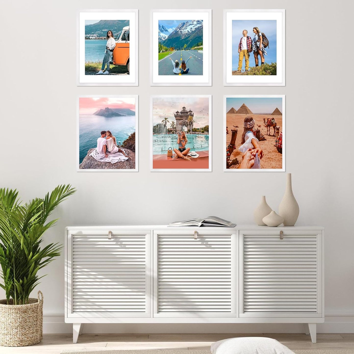 FIXSMITH 11x14 Picture Frame Set of 10, White Photo Frames Bulk with HD Plexiglass, Display Pictures 8x10 with Mat or 11x14 Without Mat, Multi Picture Frames Collage for Wall Decor