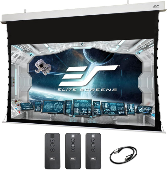 Elite Screens Evanesce Tab-Tension B CineGrey 5D, 106-inch 16:9, in Ceiling Concealed Electric Motorized Drop Down Projector Screen w Ambient Light Rejecting CG5D Projection Material, ETB106HD5-E16