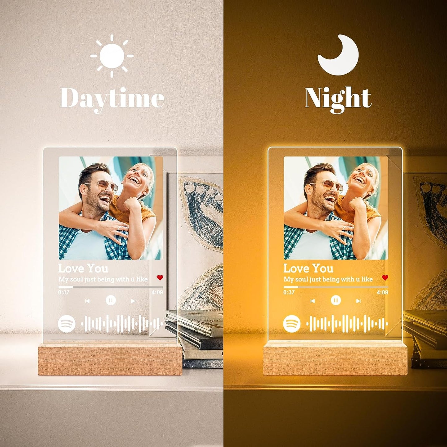 Custom Spotify Plaque, Customized Acrylic Song Plaque Photo Frame, Personalized Picture Frame, Personalized Anniversary Birthday Valentines Day Gifts for Women Men Her Him Girlfriend Boyfriend Couple