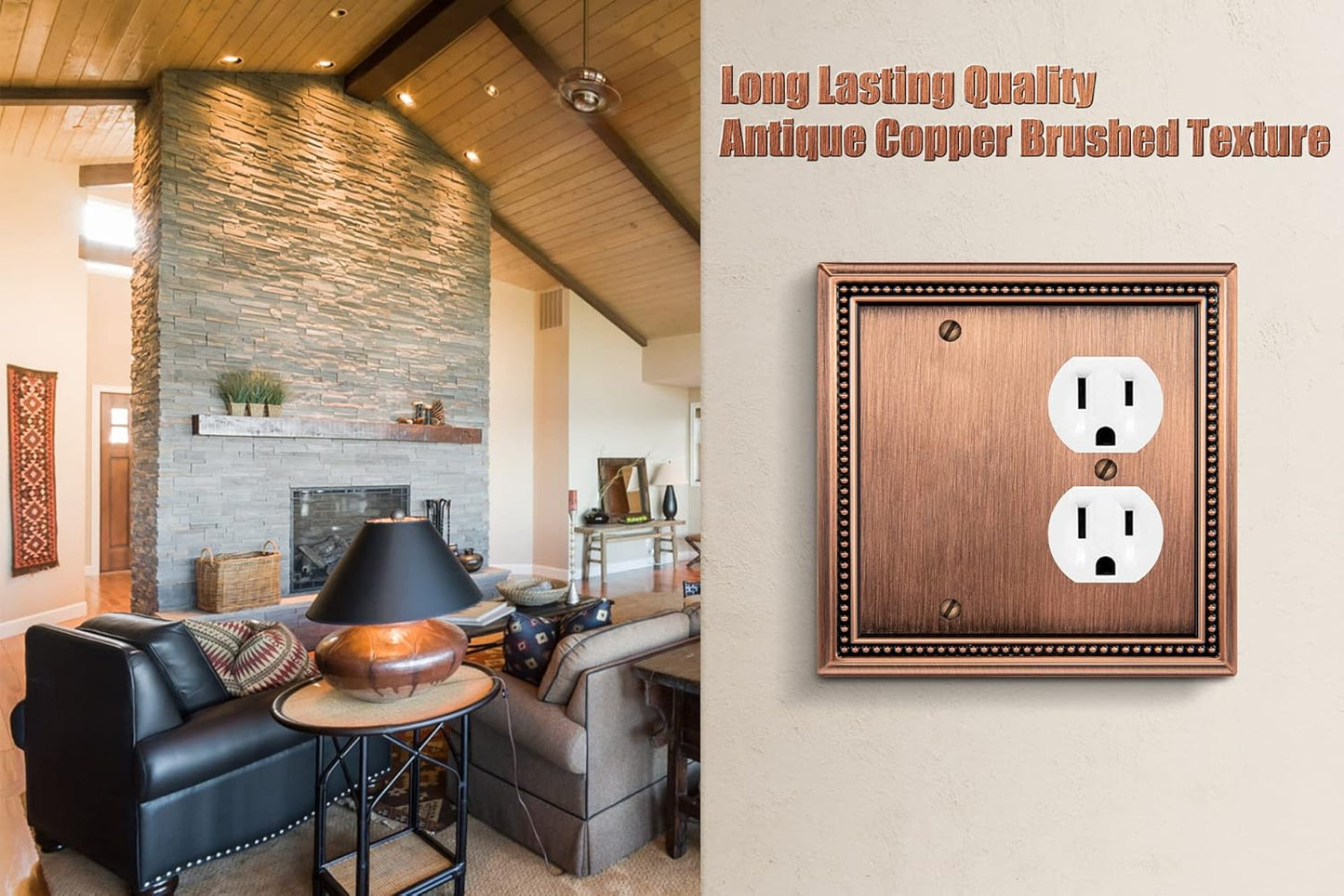 Henne Bery Sunken Pearls Heavy Duty Decorative Wall Plate Switch Plate Outlet Cover (Blank/Duplex, Antique Copper)