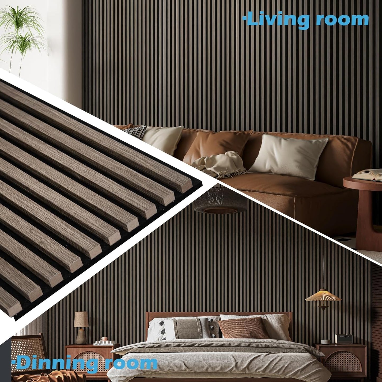 Art3d 4-Pack 108" x 12" Acoustic Wood Panels for Wall, Soundproof Wood Slat Panel for Wall and Ceiling, 3D Fluted Sound Absorbing Paneling for Interior Wall Decor, Living Room, Bedroom - Walnut