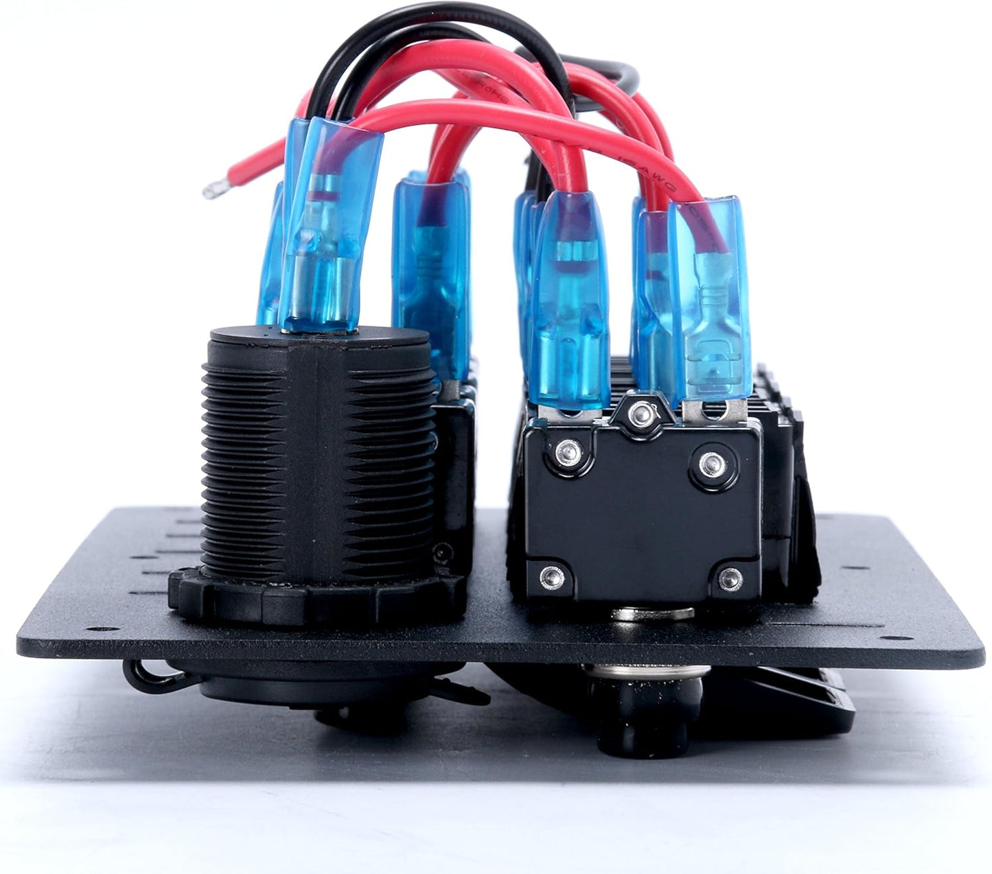 Amarine Made 5 Gang Aluminium LED Rocker & CIG Socket & Circuit Breaker Waterproof Marine/Boat/rv Switch Panel AM62-PN-LB5Z/S