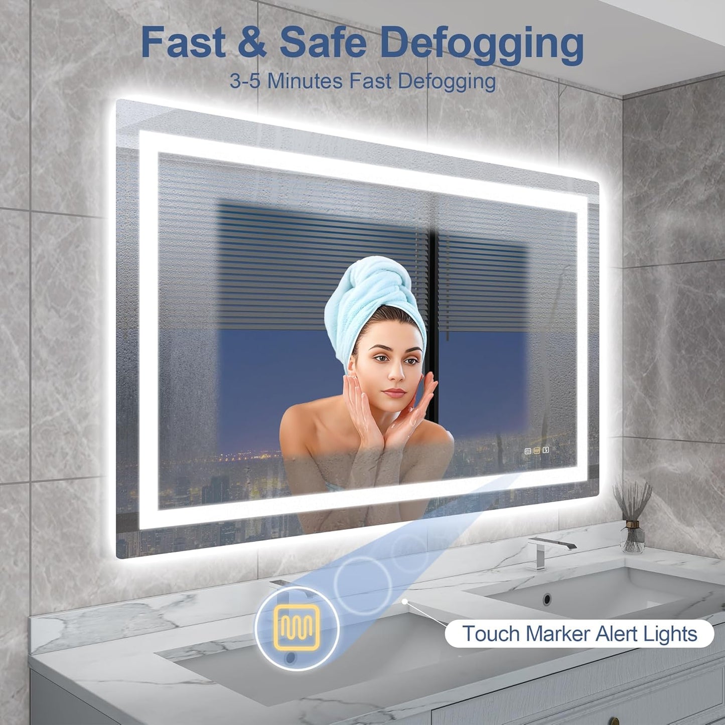 STARLEAD Led-Bathroom-Mirror-with-Lights, 40"x28" Wall-Mounted with 3 Colors Dimmable Light, Bluetooth Speaker, Anti-Fog, Memory, Tempered Glass, Front & Backlit (Horizontal/Vertical)