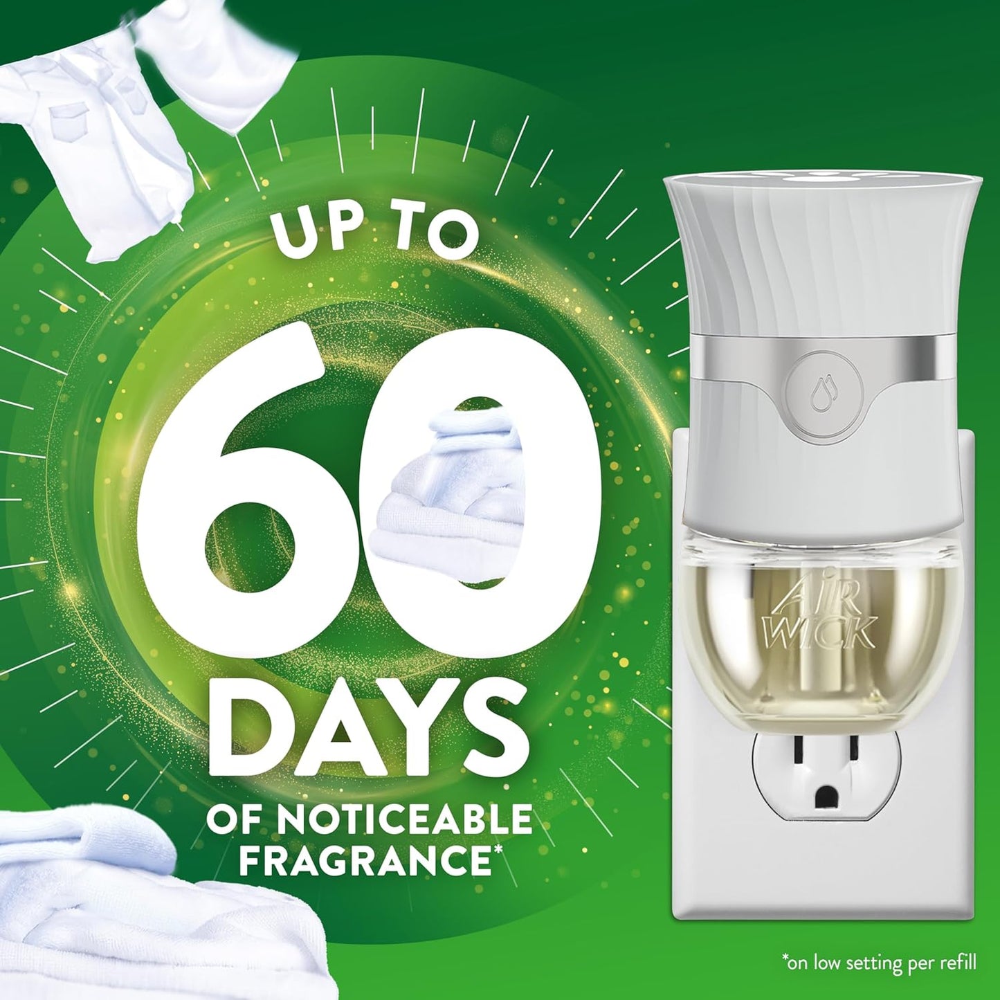 Air Wick Plug in Scented Oil Starter Kit, 2 Warmers + 6 Refills, Fresh Linen, Same Familiar Smell of Fresh Laundry, Eco Friendly, Essential Oils, Air Freshener