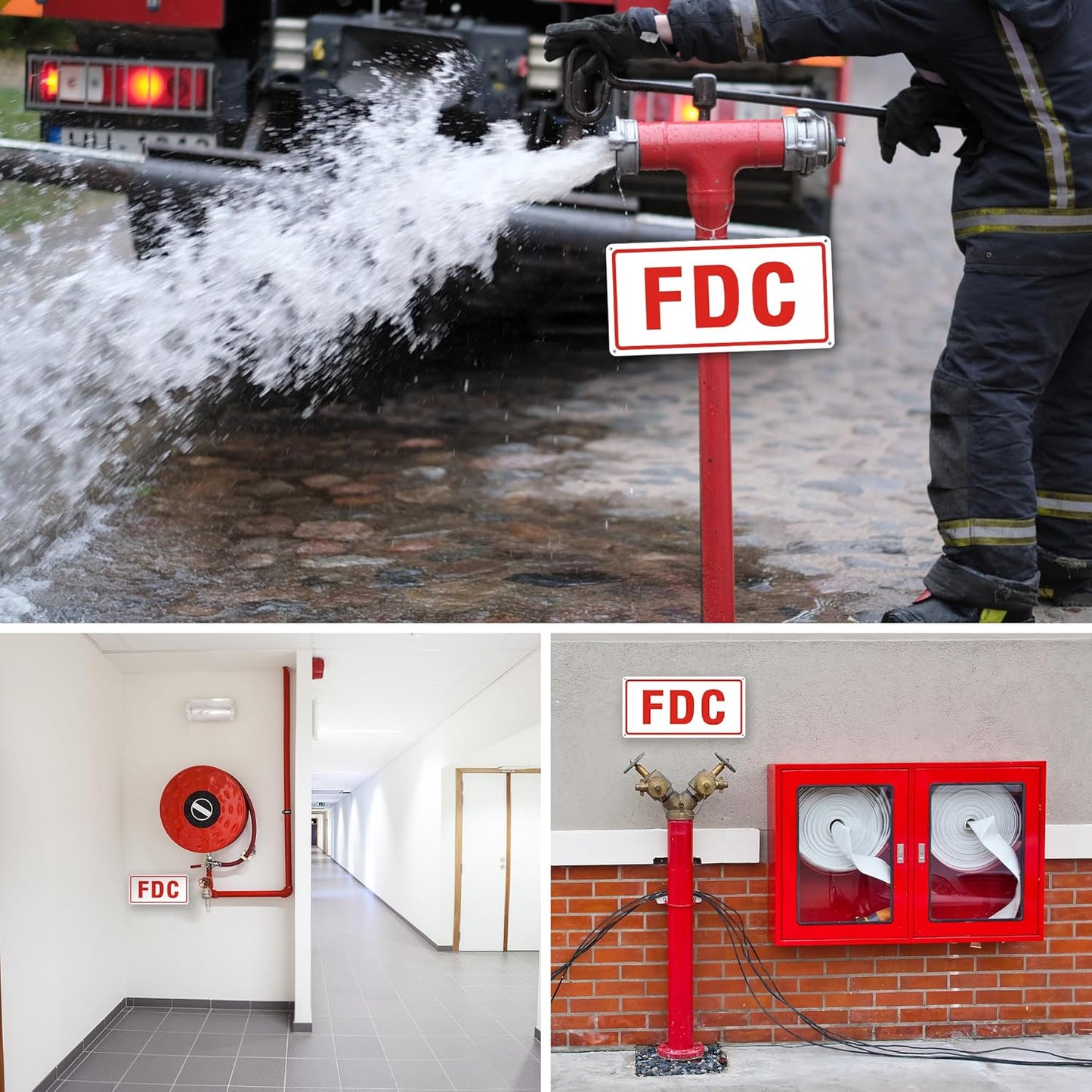 FDC Sign, 2 Pack Outdoor Aluminum Metal Sign, FDC Signs for Fire Department Connection, UV Protected Weather Resistant and Easy to Install (White Color, 12 x 6 inches)
