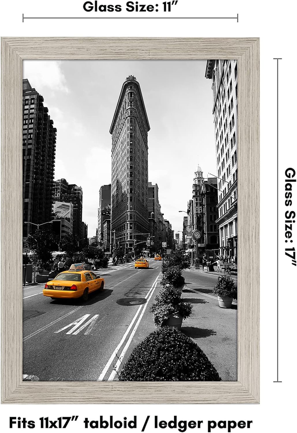 Americanflat 11x17 Picture Frame with Shatter-Resistant Glass - Gallery Style Frame with Engineered Wood - Signature Collection - Photo Frame for Wall Display - Driftwood (Pack of 2)