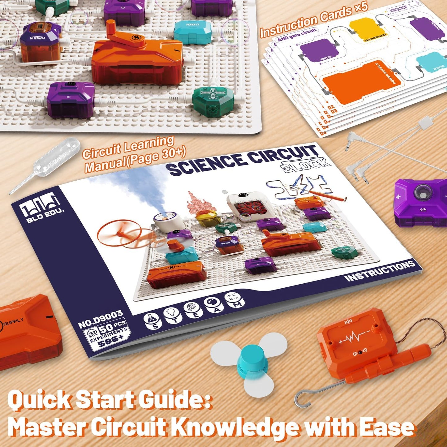 Science Kits for Kids - STEM Kits for Kids, Electronics Exploration Kit, Over 420 Projects, 50 Circuit Parts with Bubble Maker，Fan & Flying Helicopter , STEM Educational Toy Gifts for Boys& Girls