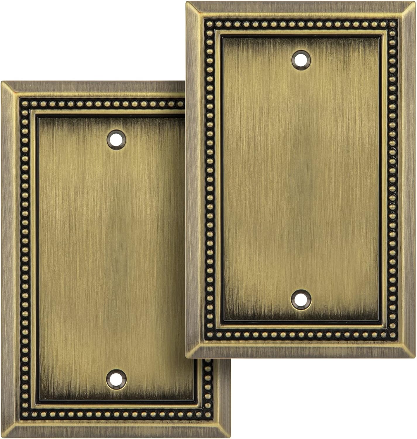 Henne Bery Sunken Pearls Heavy Duty Decorative Wall Plate Switch Plate Outlet Cover (Single Blank, 2 Pack, Antique Brass)