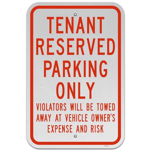 Brimar - 12" x 18" - Tenant Reserved Parking Only Sign - .063″ Engineering Grade Reflective Aluminum - Clear Message - Easy Installation