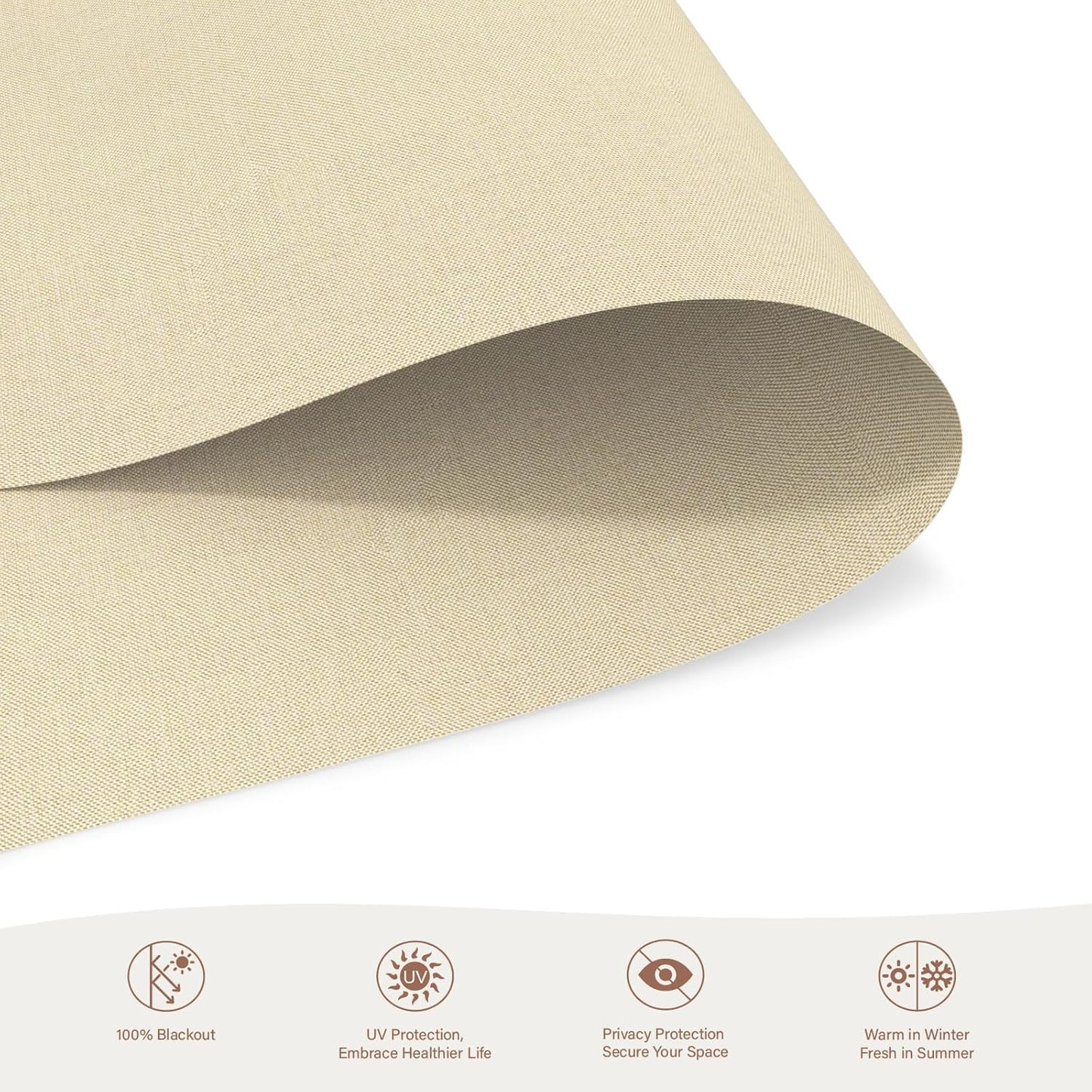 Motorized Roller Blinds with Remote, 100% Blackout Automatic Roller Shades for Bedroom, Bathroom, and Living Room, Customized Size, Morning Beige