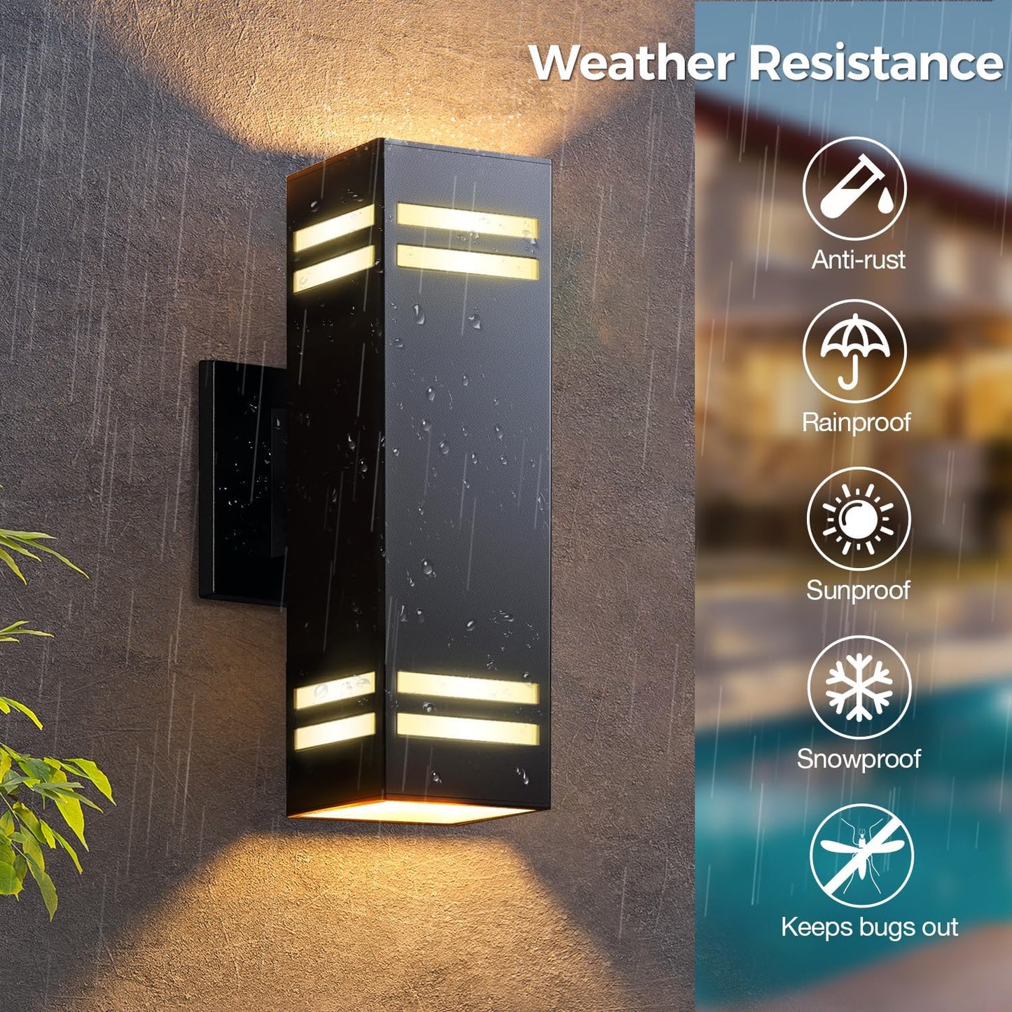 KIZON Smart Porch Lights Color Changing, Ambience RGB WiFi Outdoor Sconce Lights App Control Black Exterior Light Fixture for House Porch Patio, Compatible with Alexa Google Assistant, ETL Listed