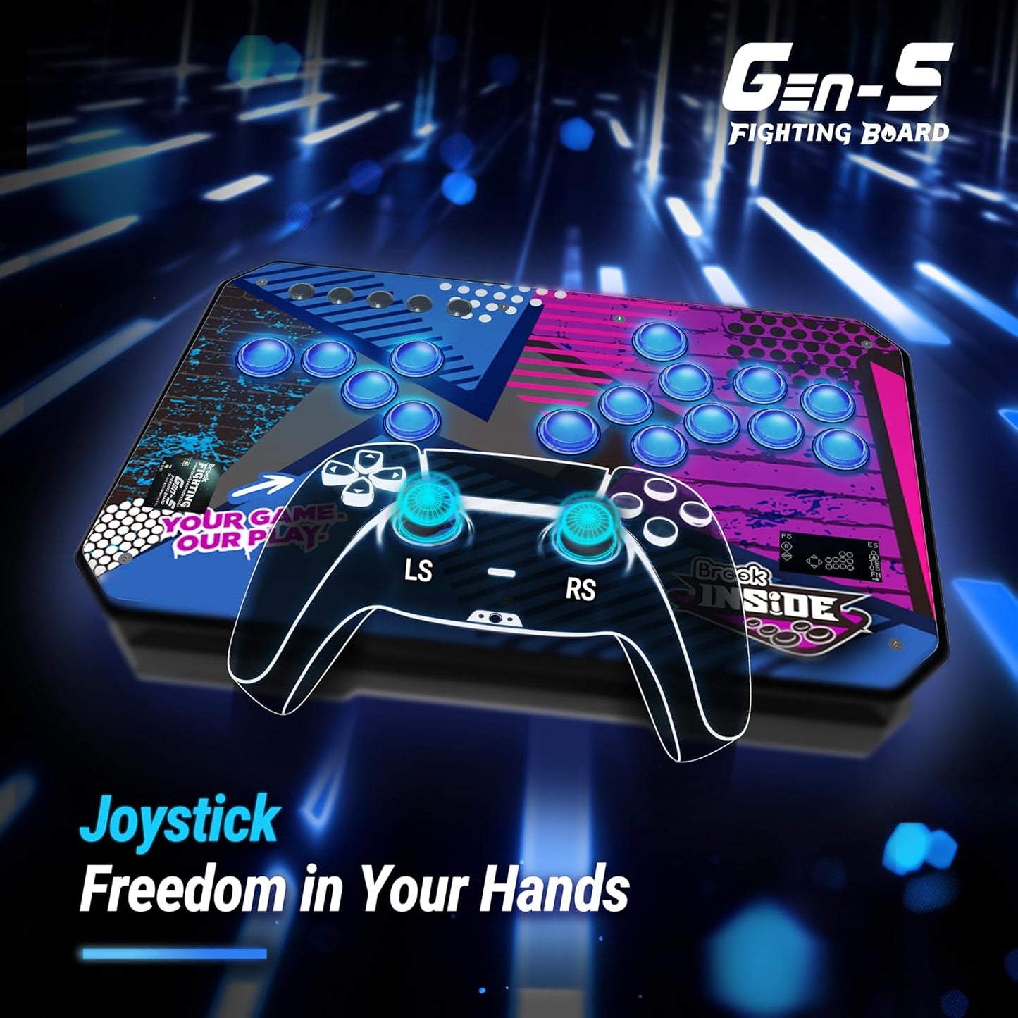 Brook Gaming GEN 5 Wired Fighting Board – Compatible with PS5, PS4, NS, NS2, and PC/Ultra-Low Latency & RGB Lighting Equipped (Exclusive Version)
