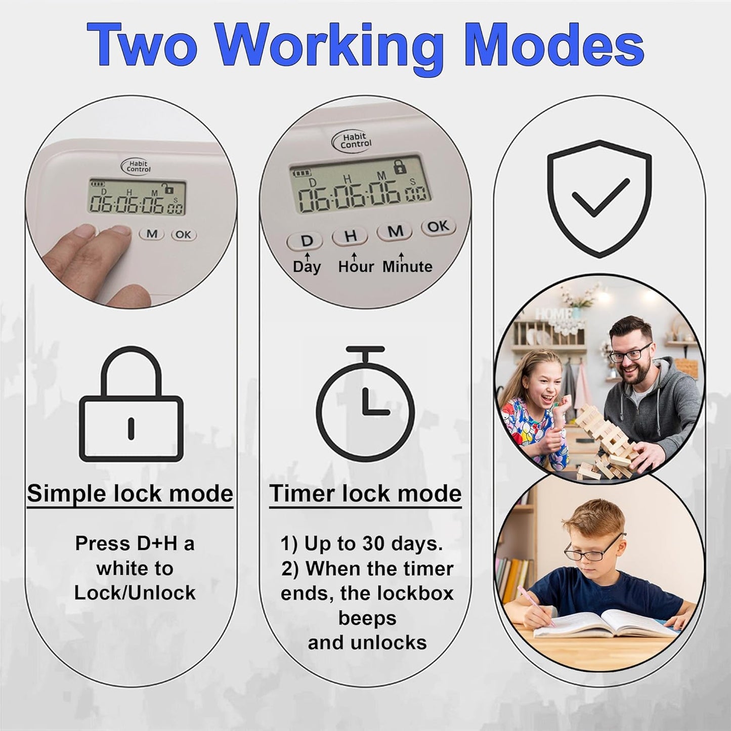 Timed Lock Box - Unplug from Cell Phones, Video Games, Socials, Snacks, Distractions - Simple or Timer Lock Mode - 30 Days Max Timer - Be More Present, Productive & Focused - Habit Control