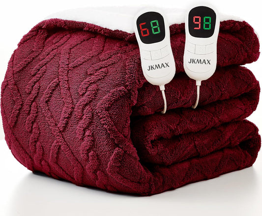 Heated Electric Blanket Queen Size-84"x90" Heating Blanket with 10 Heating Levels & 5 Time Settings Over-Heat Protection，Winter Warmer for Adults with ETL Certification（Red）