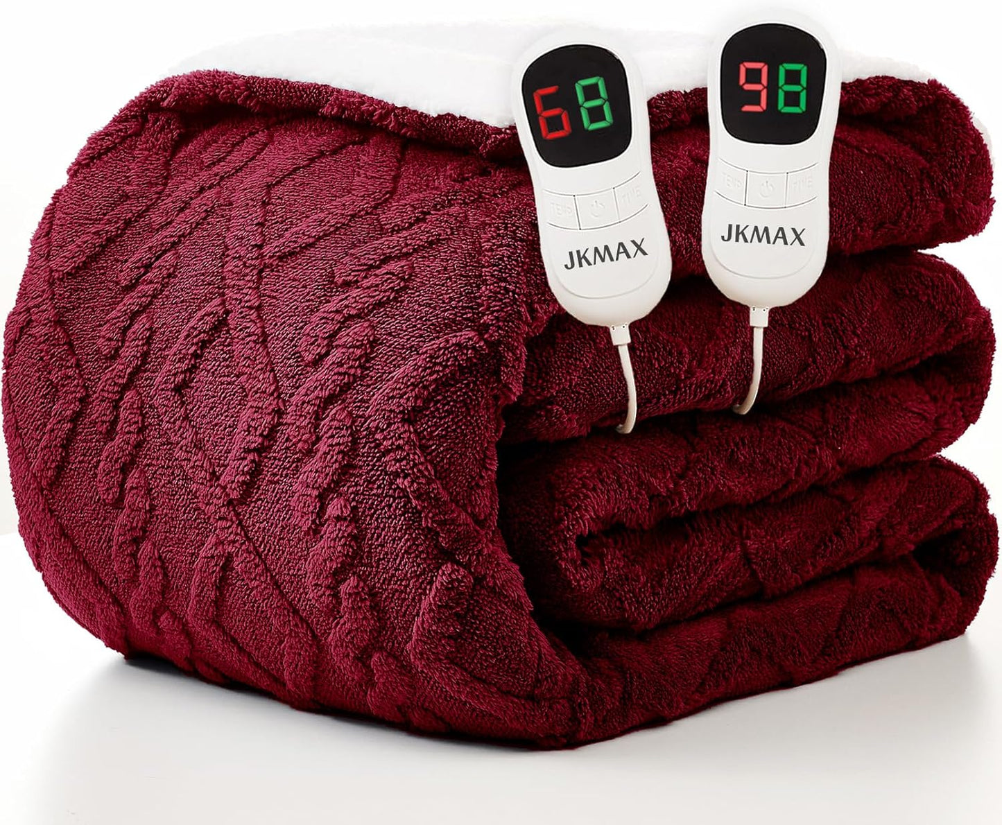 Heated Electric Blanket King Size-100"x90" Heating Blanket with 10 Heating Levels & 5 Time Settings Over-Heat Protection，Winter Warmer for Adults with ETL Certification（Red）