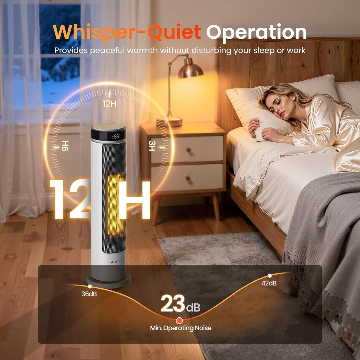 Space Heaters for Indoor Use Large Room, 1500W Portable Electric Heater with Remote, 5 Modes, Safety Protection & Child Lock, 12H Timer, Oscillation Heater for Bedroom Home Office White 1Pack
