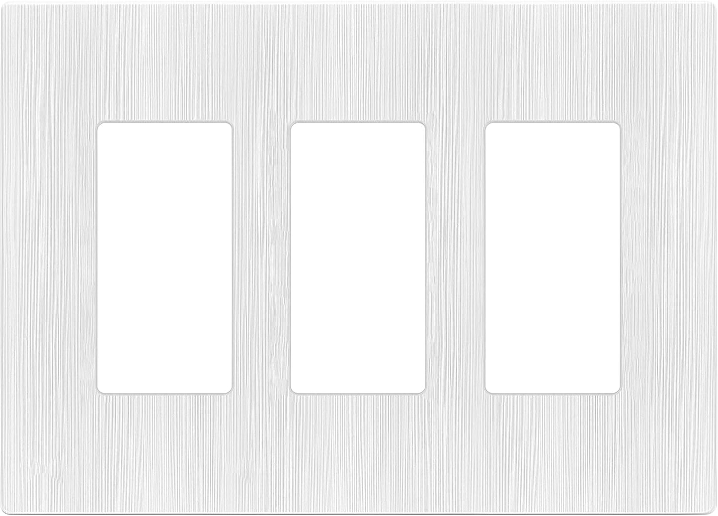 LIDER Brushed Finish Decorator Switch Cover, Screwless Wall Plate, Mid-Size 3-Gang 4.88" x 6.77", Unbreakable Polycarbonate Thermoplastic, UL Listed, LSWP-33M-BW, Brushed White