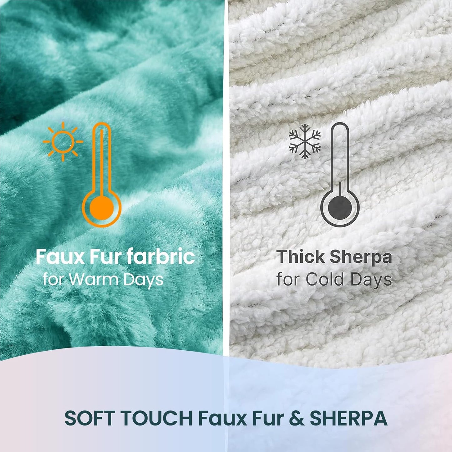 Electric Heated Throw Blanket 50"x60",Luxury Green Faux Rabbit Fur Electric Throw Blanket,Fast Heating Soft Fluffy Thick Electric Blanket with 6 Heating Levels & 12H Auto Off