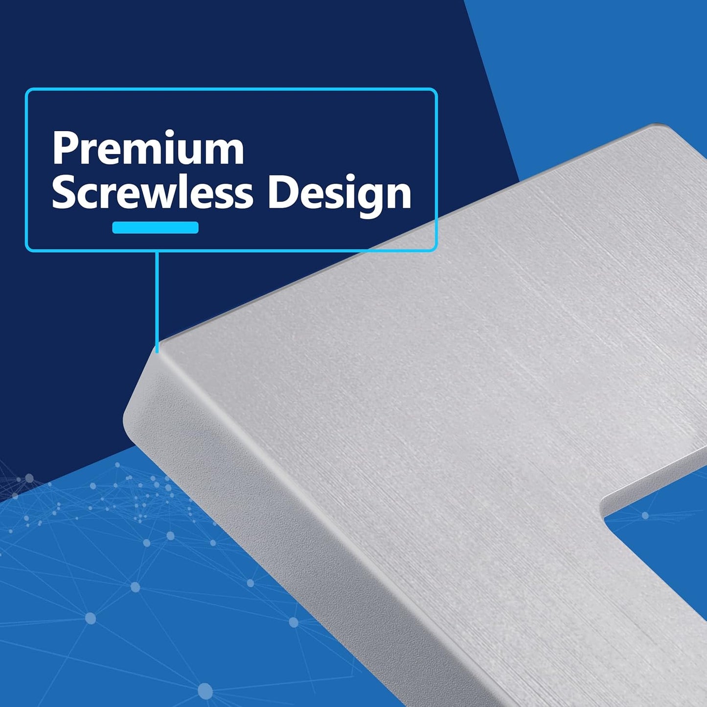 LIDER Brushed Finish Decorator Switch Cover, Screwless Wall Plate, Mid-Size 1-Gang 4.88" x 3.11", Unbreakable Polycarbonate Thermoplastic, UL Listed, LSWP-31M-BSV, Brushed Silver