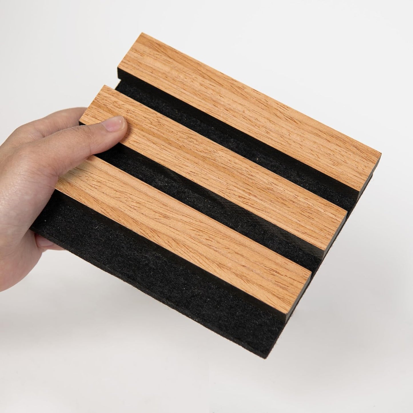 Sample Wood Salt Acoustic Wall Panels, Soundproof Wooden Wall Panels, 3D Fluted Sound Absorbing Panel, Brown, Sample Pack