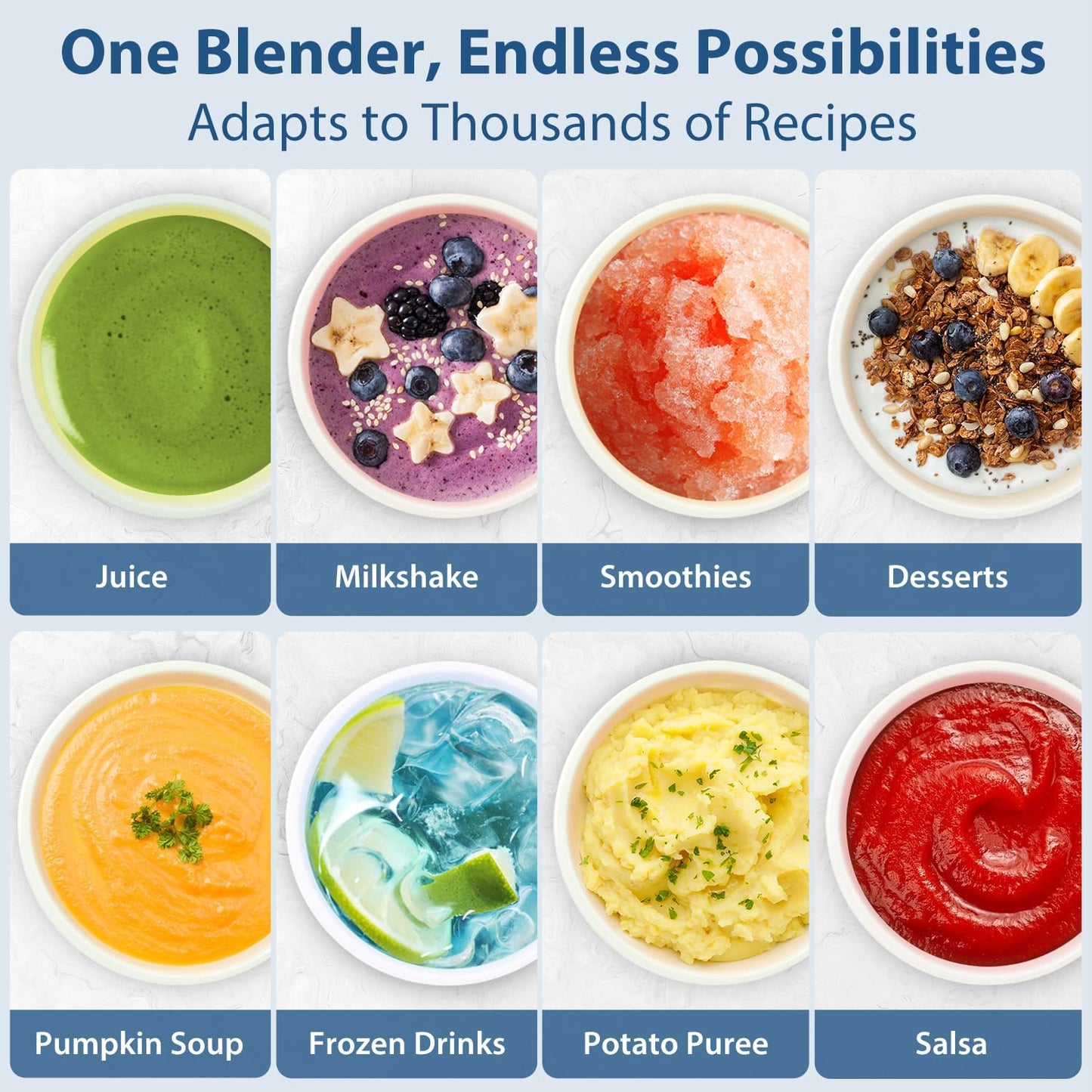 Aeitto Blenders for Kitchen with 68Oz. Jar, 1800W Max Power Smoothie Blender, 3 Preset Programs & 7 Speeds, Professional Countertop Blender for Smoothies, Ice Crush, Frozen Drinks, Generation2 Silver