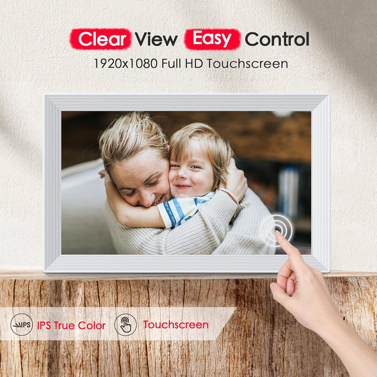 Digital Picture Frame, Frameo 15.6 inch Large Digital Photo Frame WiFi, 1920*1080 IPS FHD Touchscreen, 32GB Storage, Instant Share Pictures Video, Photo Frame Electronic, House Warming, Gift for Mom