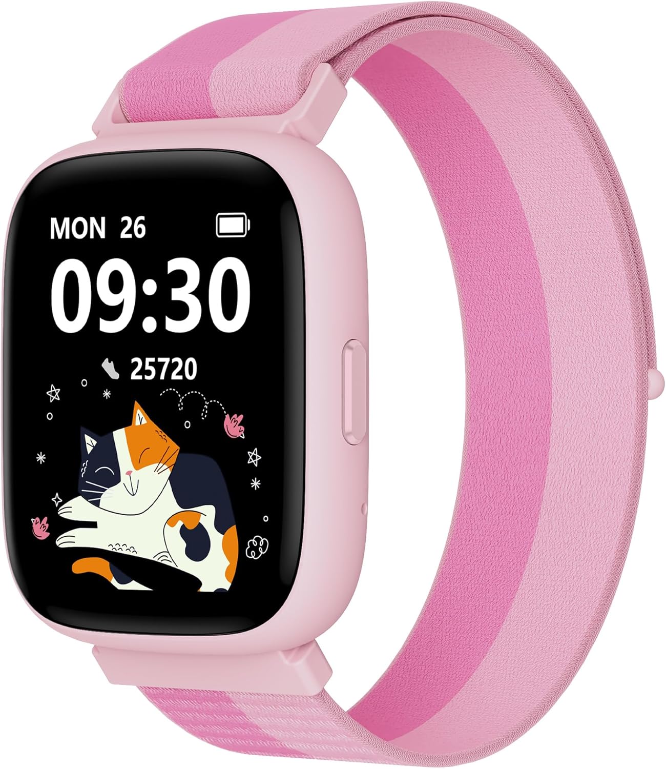 BIGGERFIVE Smart Watch for Kids, 1.8" Fitness Tracker Watch Pedometer, Heart Rate, IP68 Waterproof, Sleep Monitor, Calorie Step Counter, 5 Puzzle Games with/Without APP for Girls Teens 5-16, Nylon
