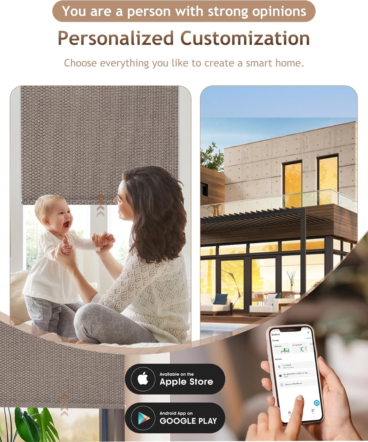 Kincmo Motorized Blinds with Remote,100% Blackout Motorized Roller Shades Work with Apple Homekit,Alexa,Google, Custom Electric Blinds with App,Voice Control (Groove Brown)